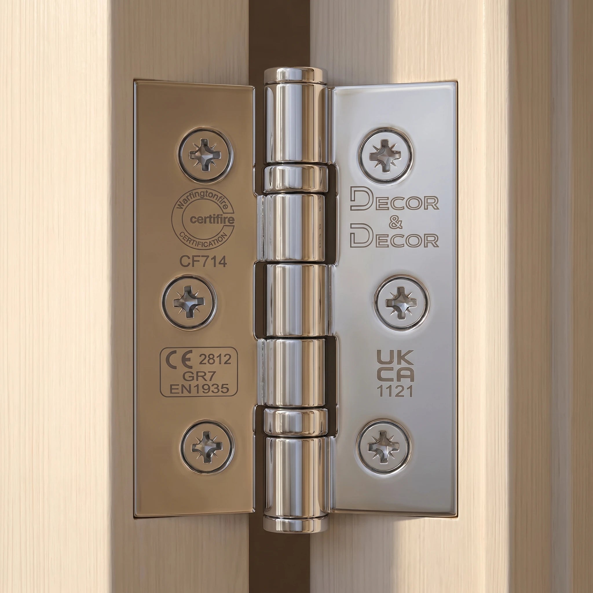 Ball Bearing Fire Rated Door Hinges - 76mm - Pair -  Polished Chrome – view 2