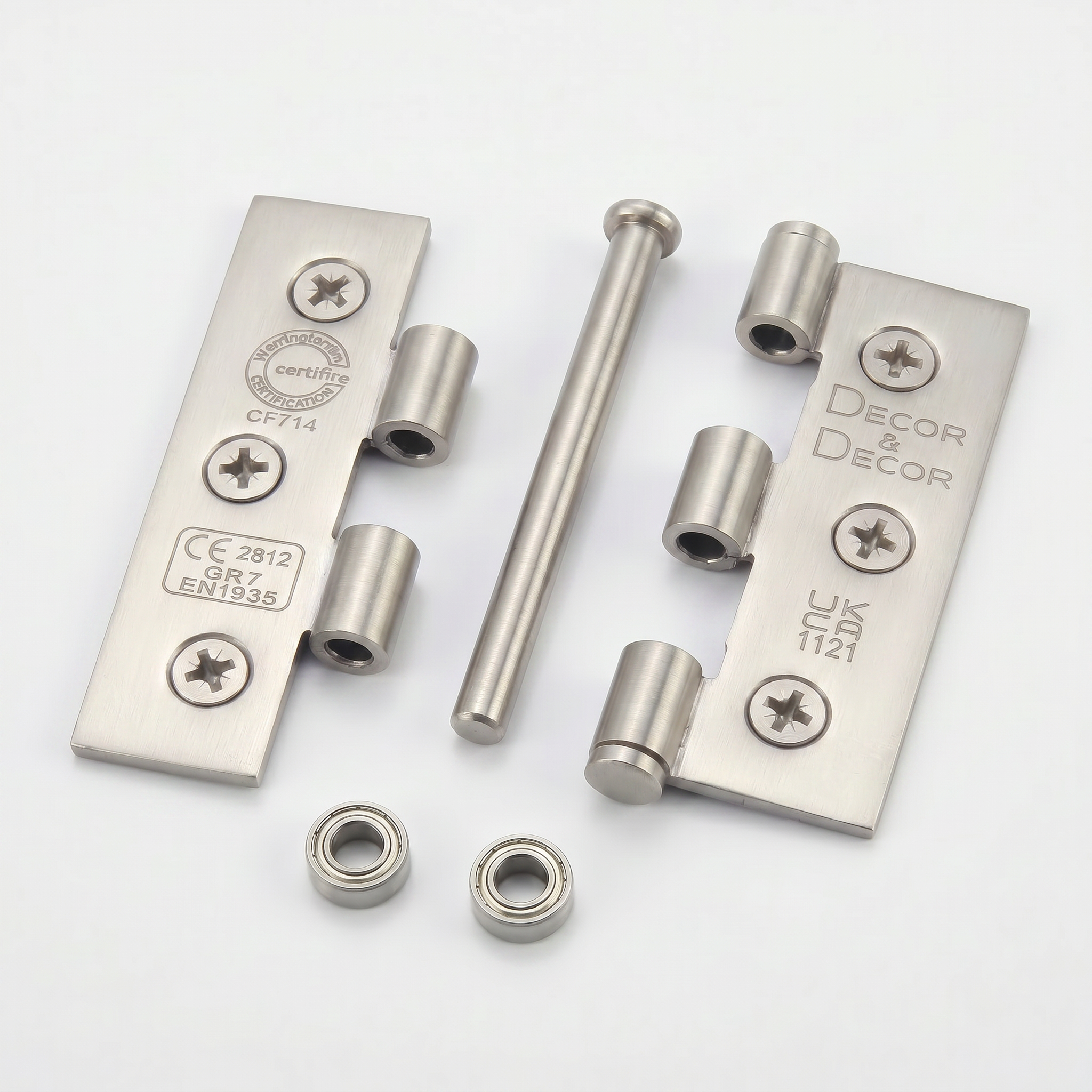 Ball Bearing Fire Rated Door Hinges - 76mm - Pair - Satin Nickel