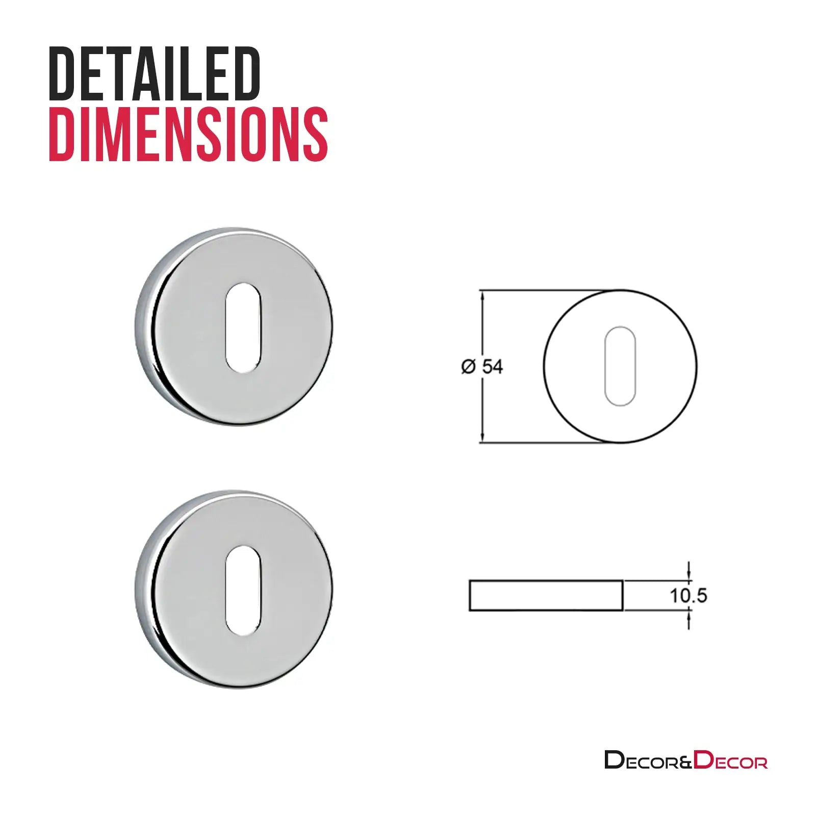 Keyhole Cover Escutcheon - Polished Chrome - Decor And Decor