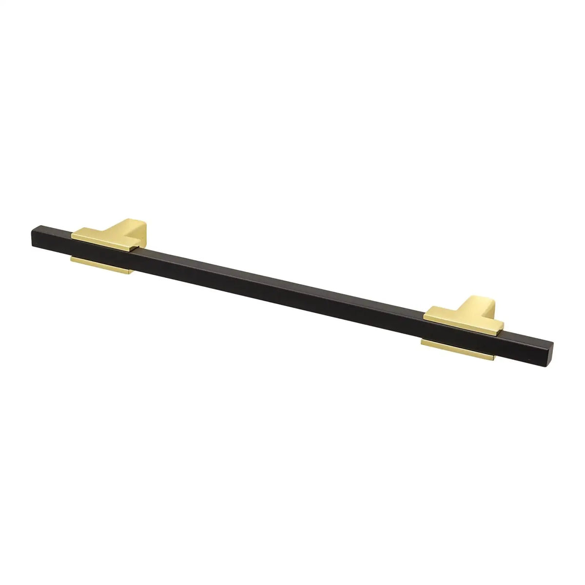 Kotata - Rectangular T-Bar Kitchen Door Handle - Matt Black - Polished Gold – view 2