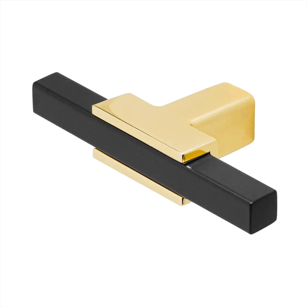 Kotata - T-Bar Kitchen Cabinet Knob - Matt Black - Polished Gold