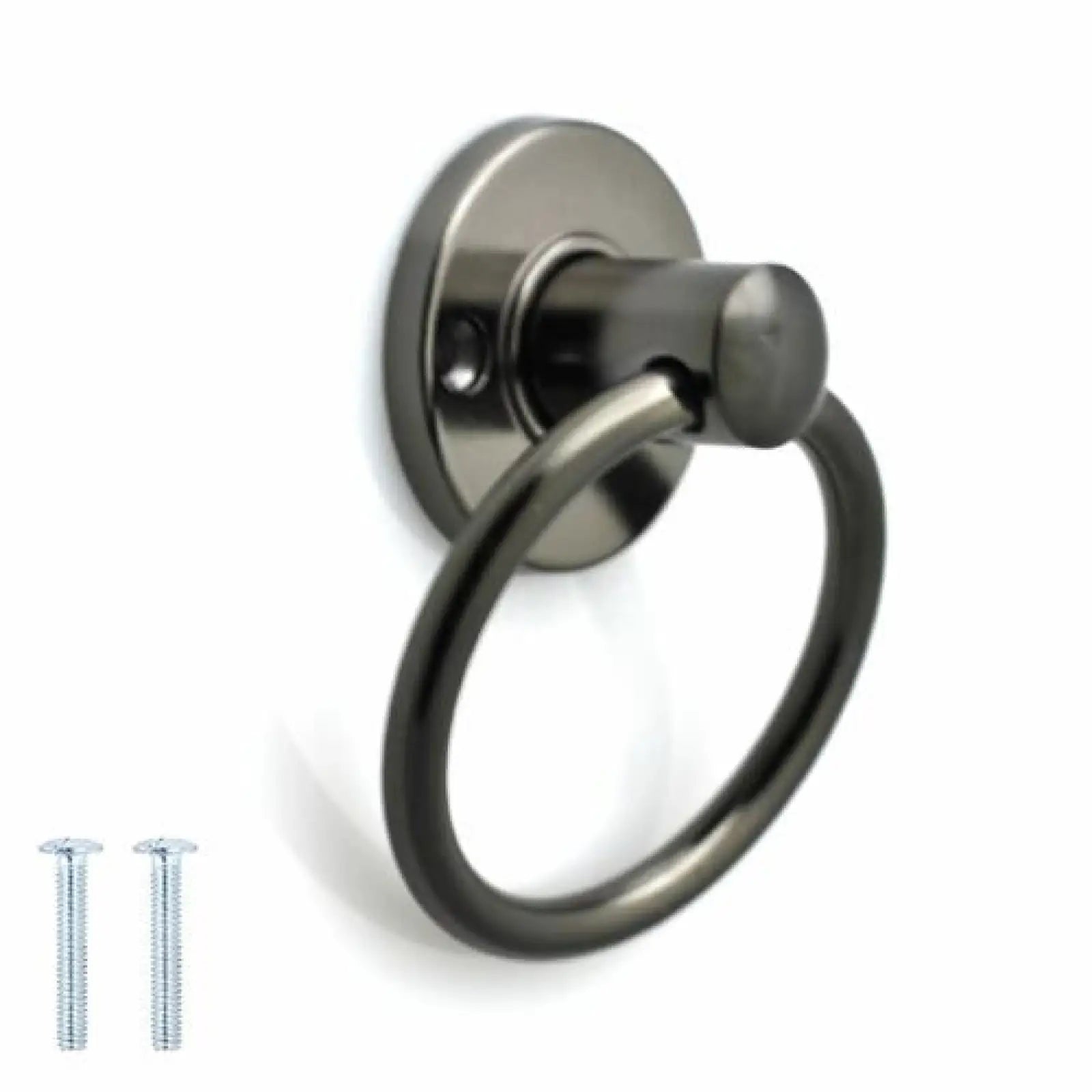 Lancer BP - Round Drop Ring Pull Handle - Polished Nickel Black - Decor And Decor