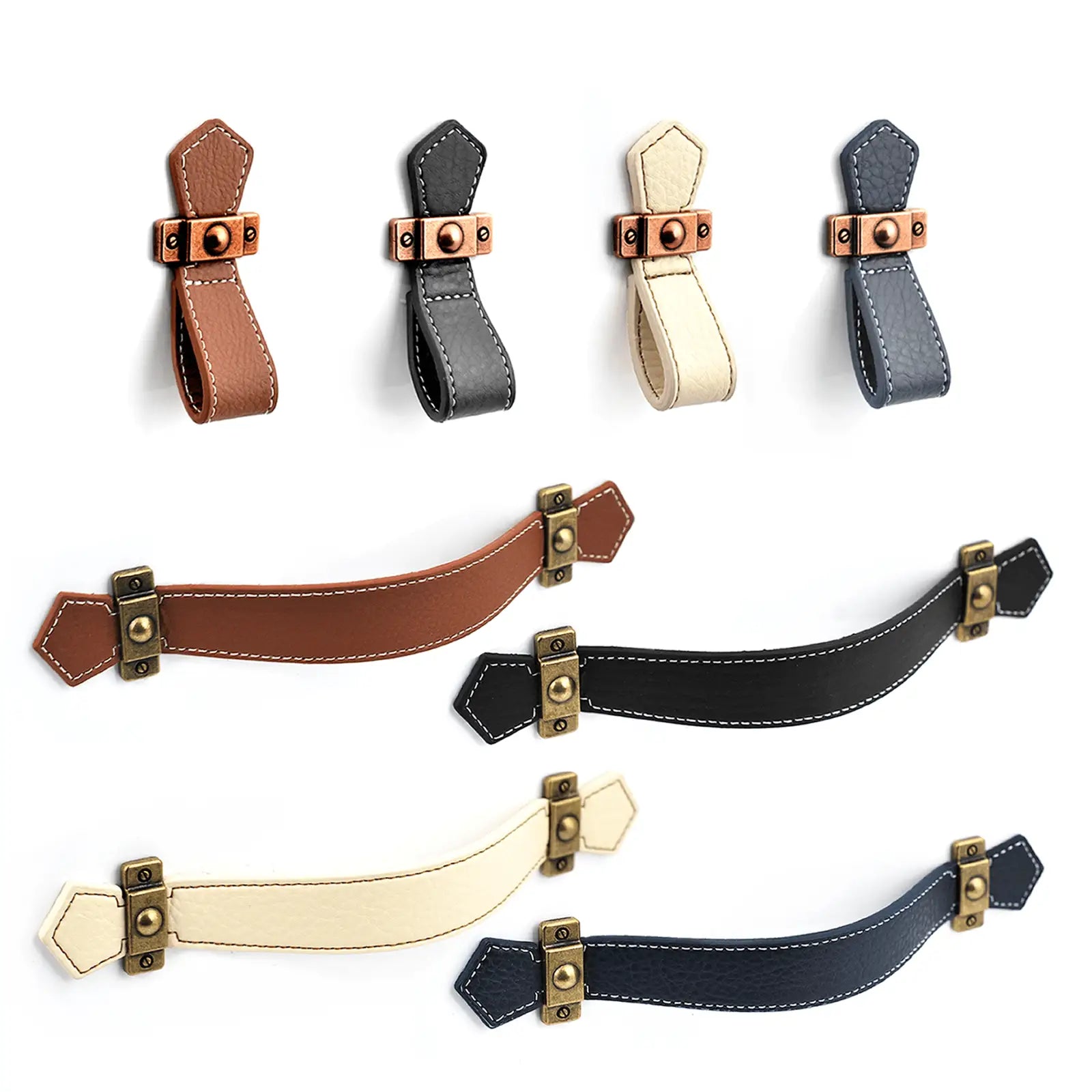 Leather Cabinet Pulls and Strap Handles To Match - Decor And Decor