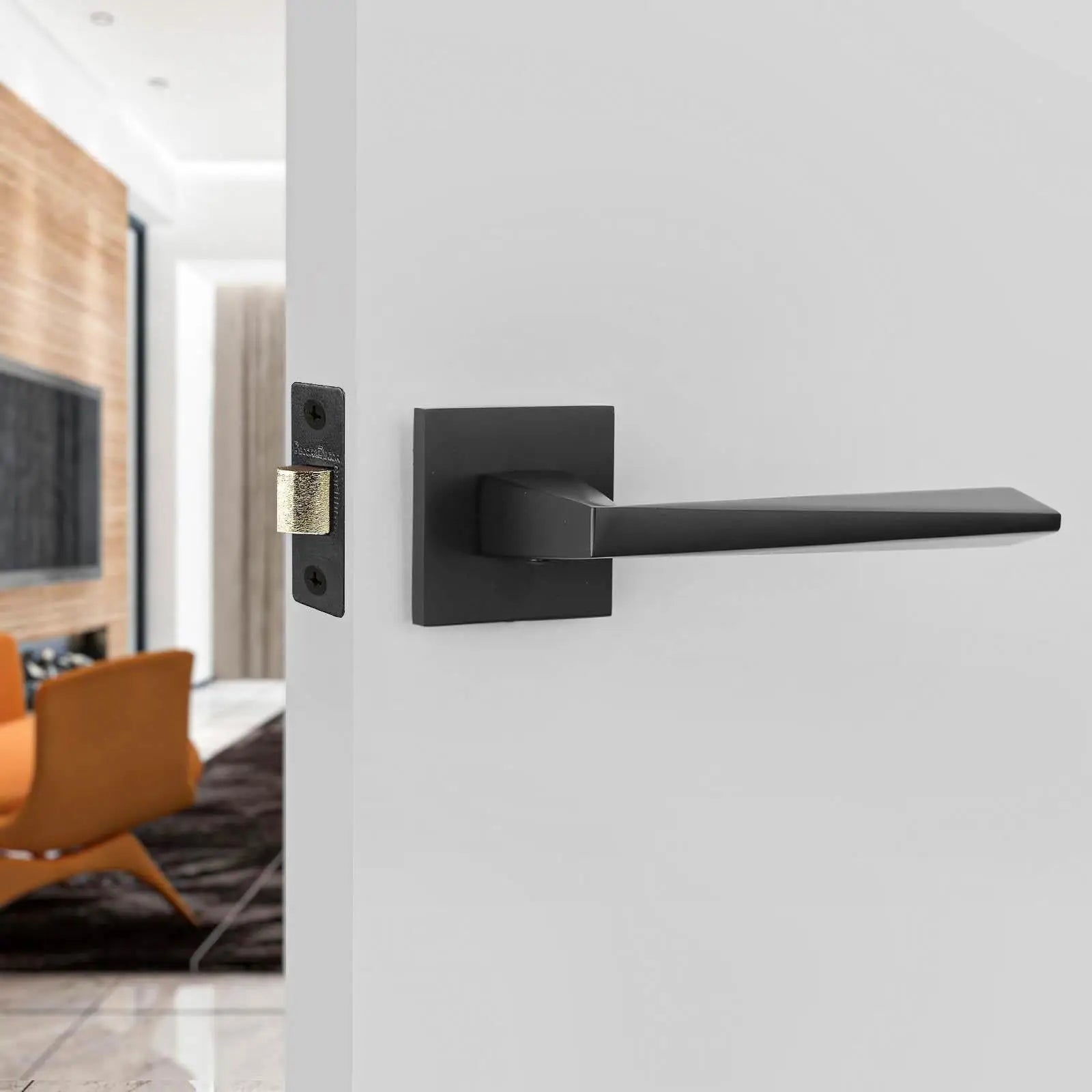 Matte black door handle from Leda Matt Black Passage Door Handles Latch Kit Set