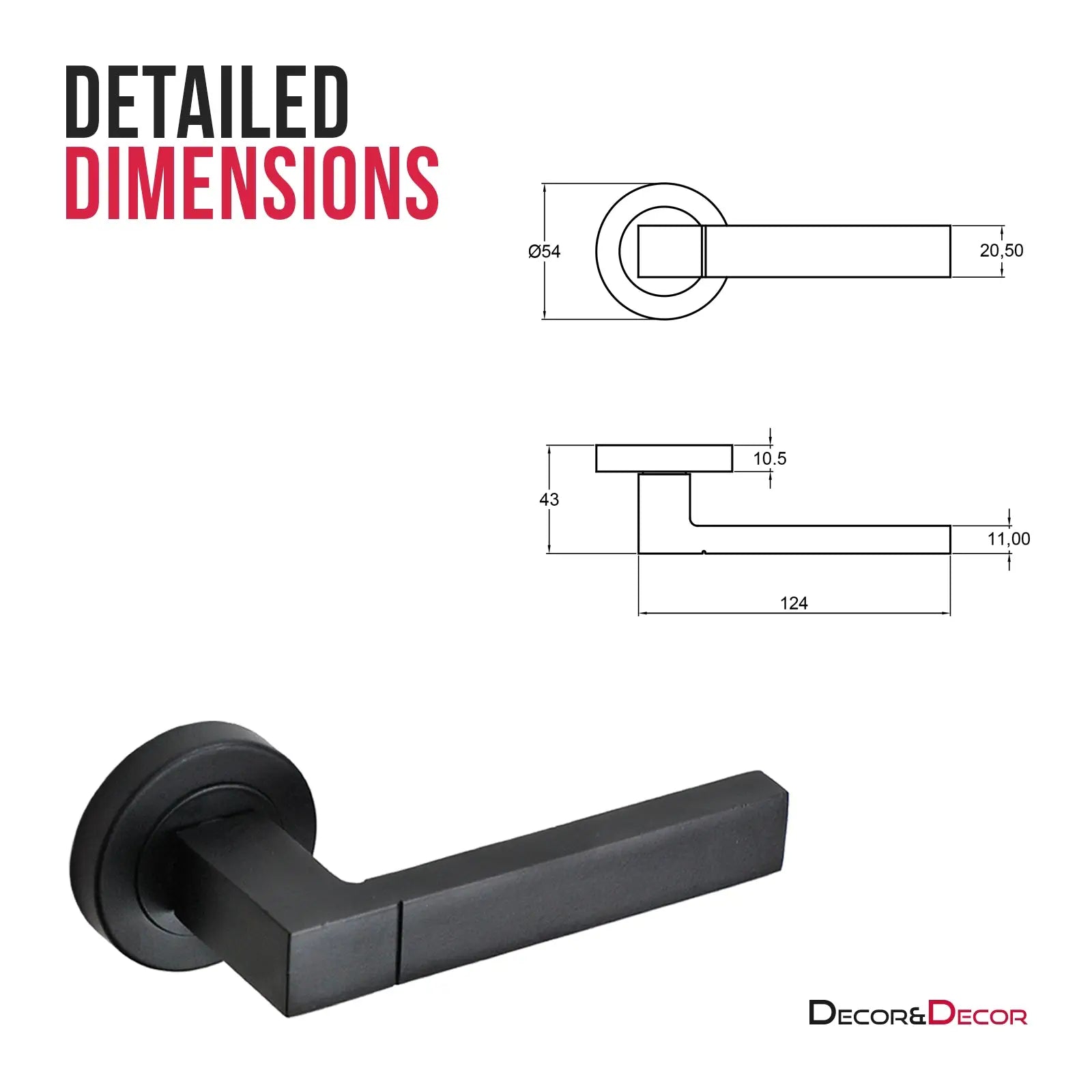 Lumina Matt Black Door Lever Handles - Pair of Handles - Decor And Decor