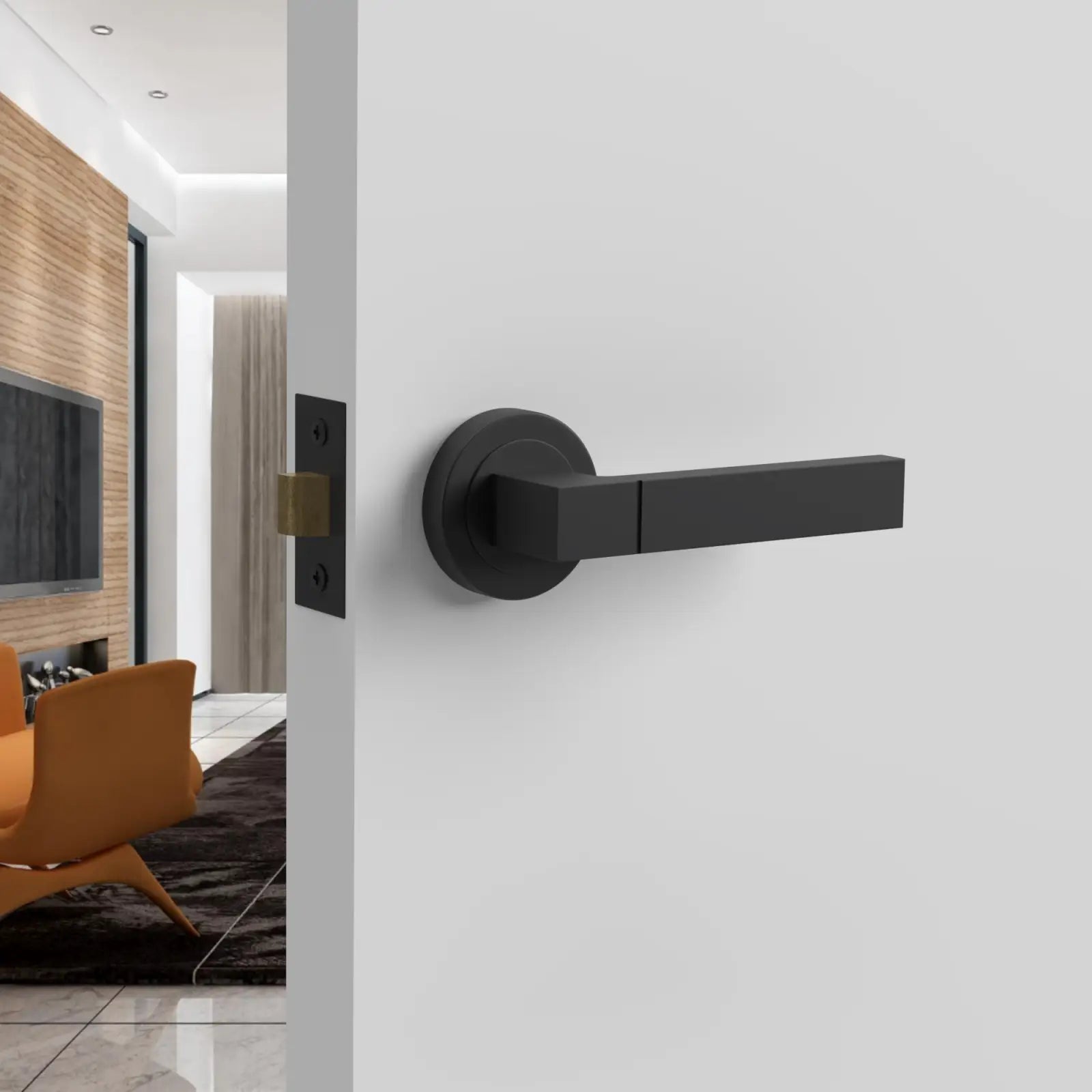 Matte black door lever from Lumina Matt Black Door Lever Handles - Pair of Handles