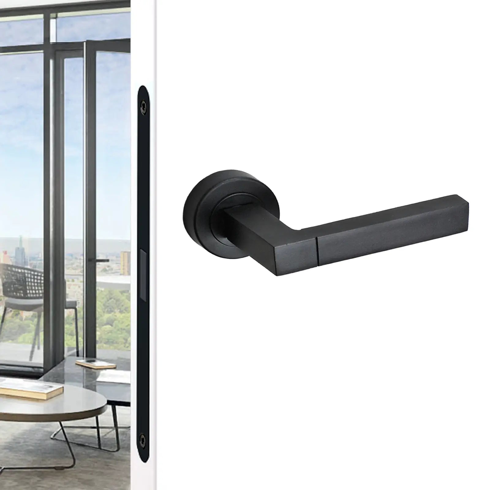 Lumina Matt Black Passage Door Lever Handles - Latch Kit Set - Decor And Decor