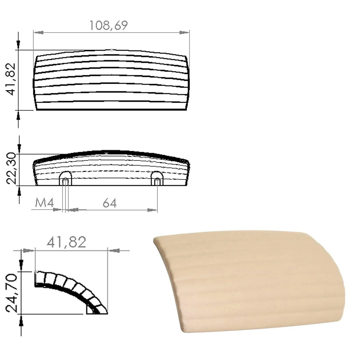 Matt Black Matt Cream Finger Pull Knob – view 2