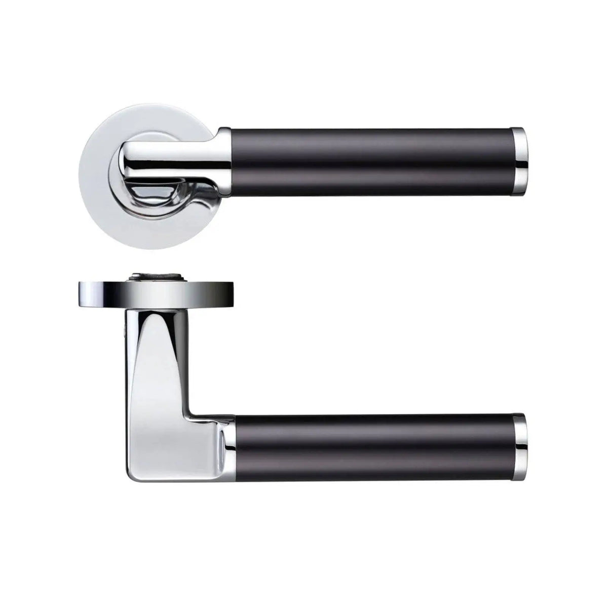 Milan Black Premium Door Handle On Rose