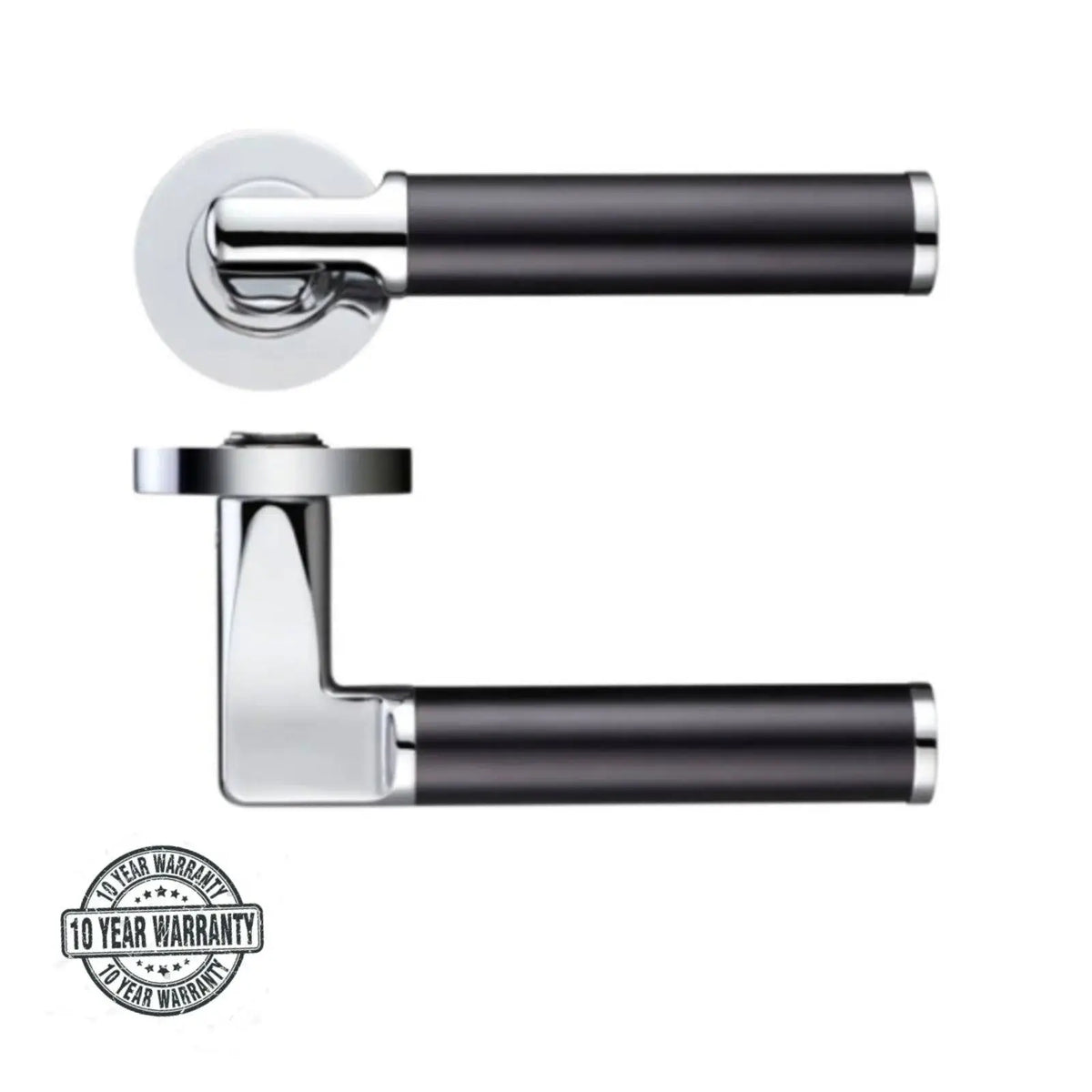 Milan Black Premium Door Handle On Rose – view 2
