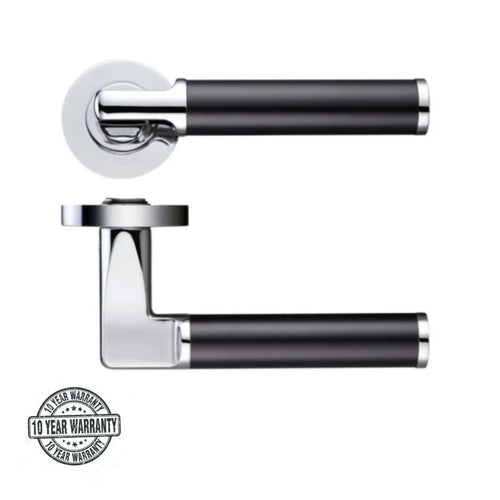 Milan Black Premium Door Handle On Rose – view 2