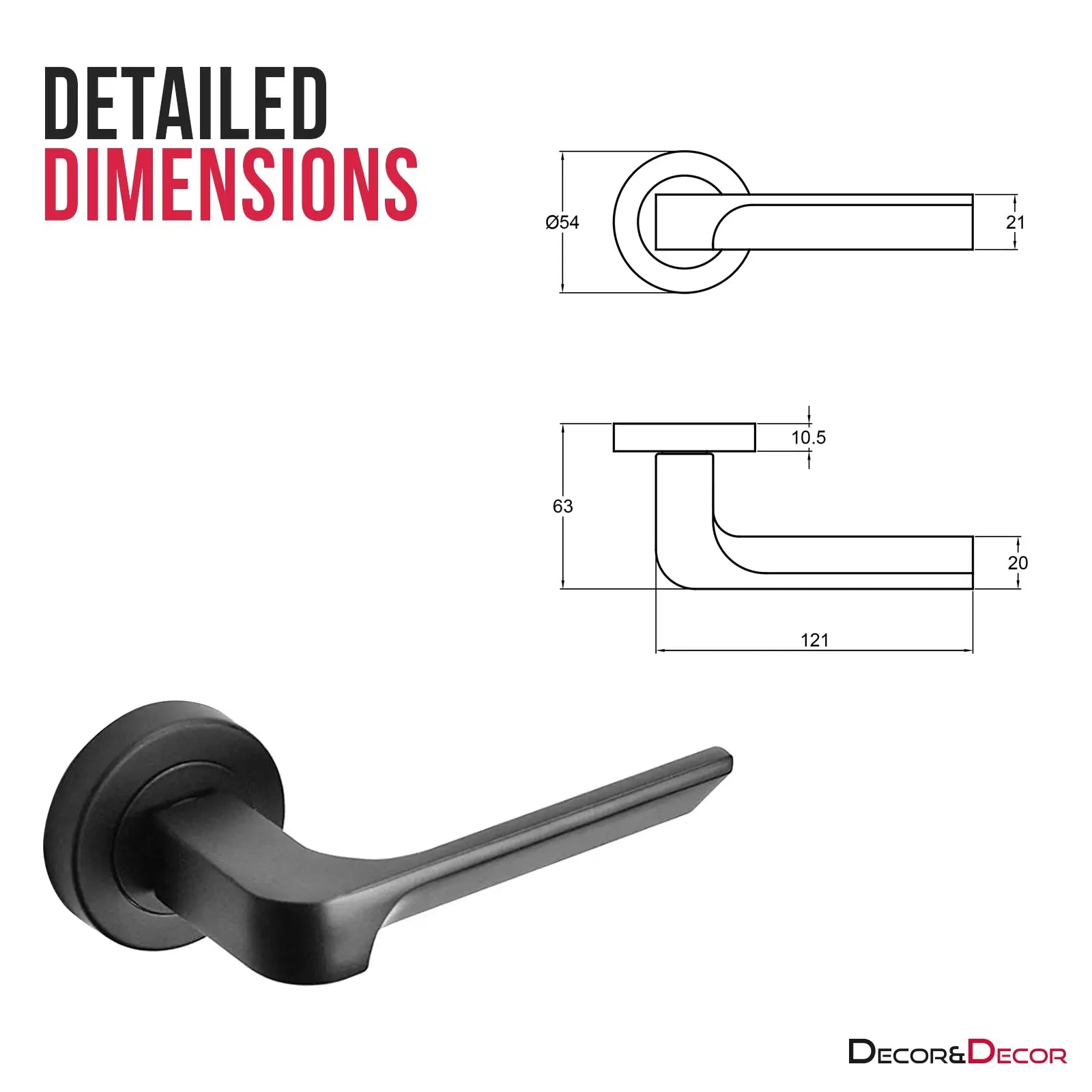 Mirage Matt Black Passage Door Lever Handles - Latch and Hinge Set - & Elegant
