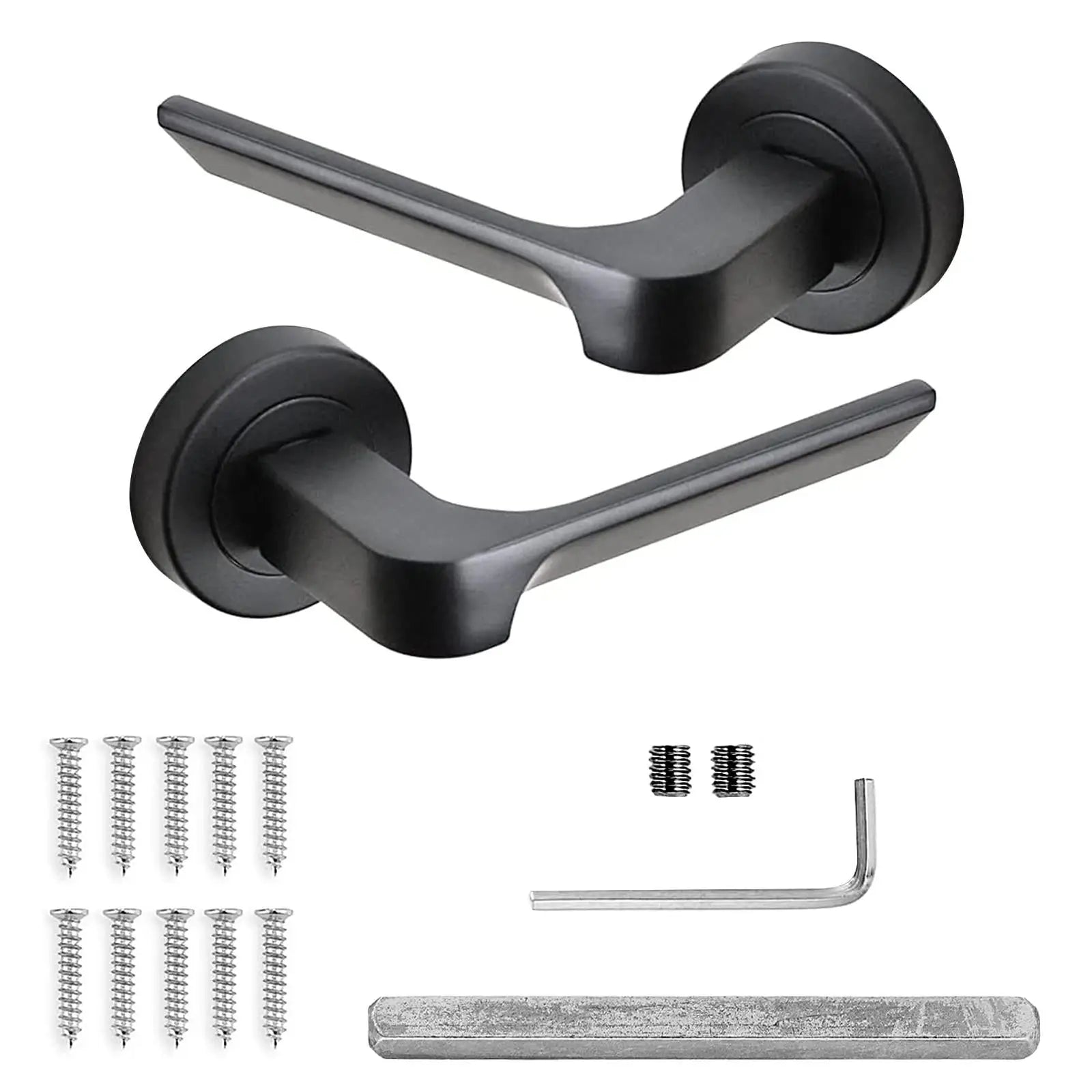 Mirage Matt Black Passage Door Lever Handles - Latch and Hinge Set - & Elegant