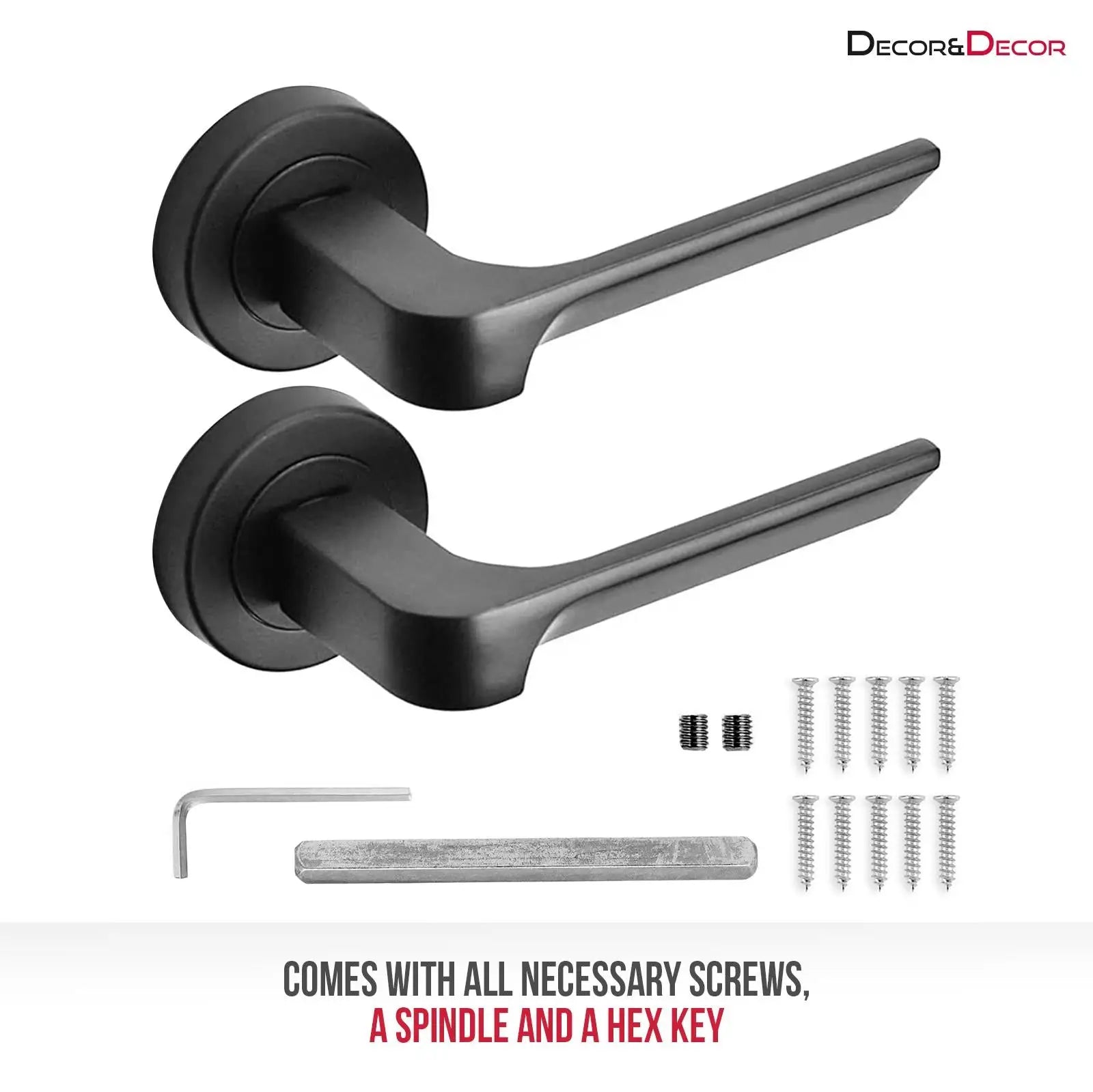 Mirage Matt Black Passage Door Lever Handles - Latch and Hinge Set - & Elegant
