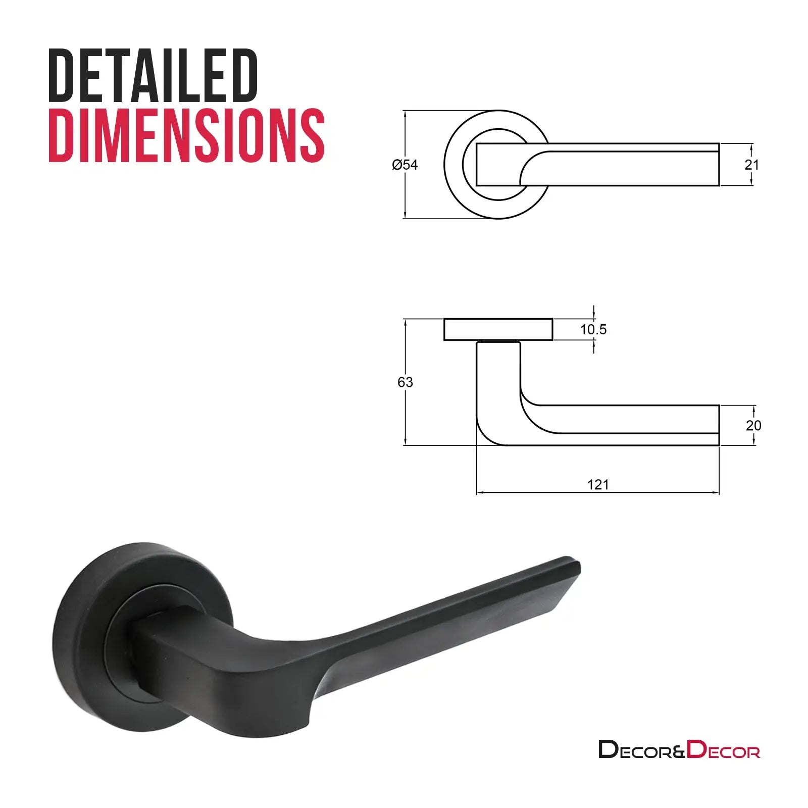 Mirage Matt Black Passage Door Lever Handles - Latch Kit Set - Decor And Decor