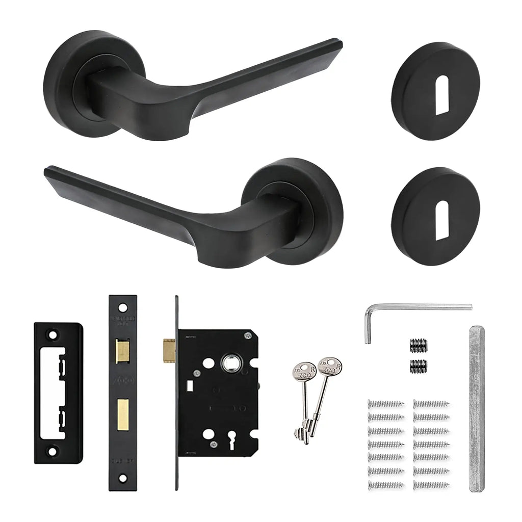 Mirage Matt Privacy Door Lever Handles Sash Lock Kit Set