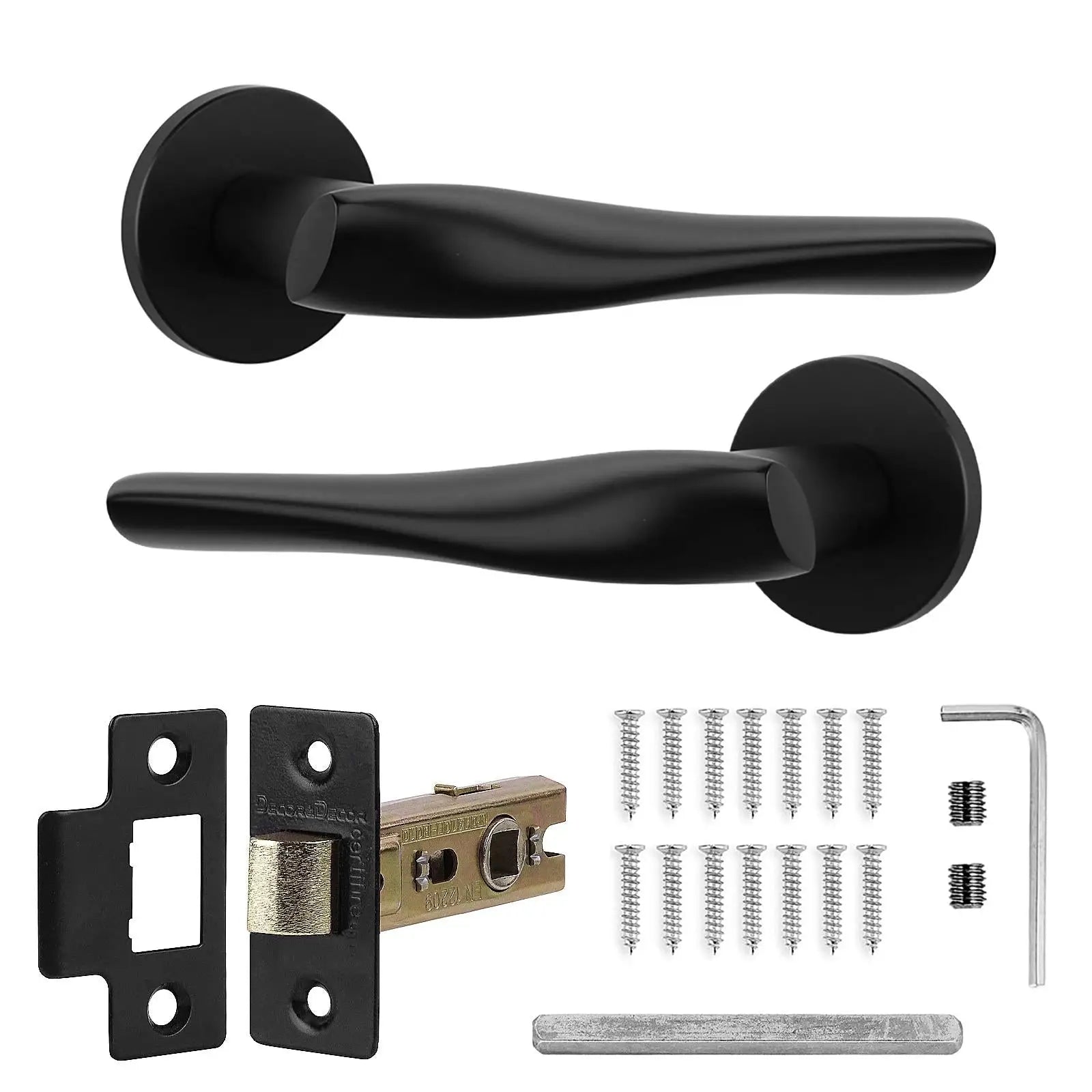 Nanda Matt Black Passage Door Handles - Latch Kit Set - –