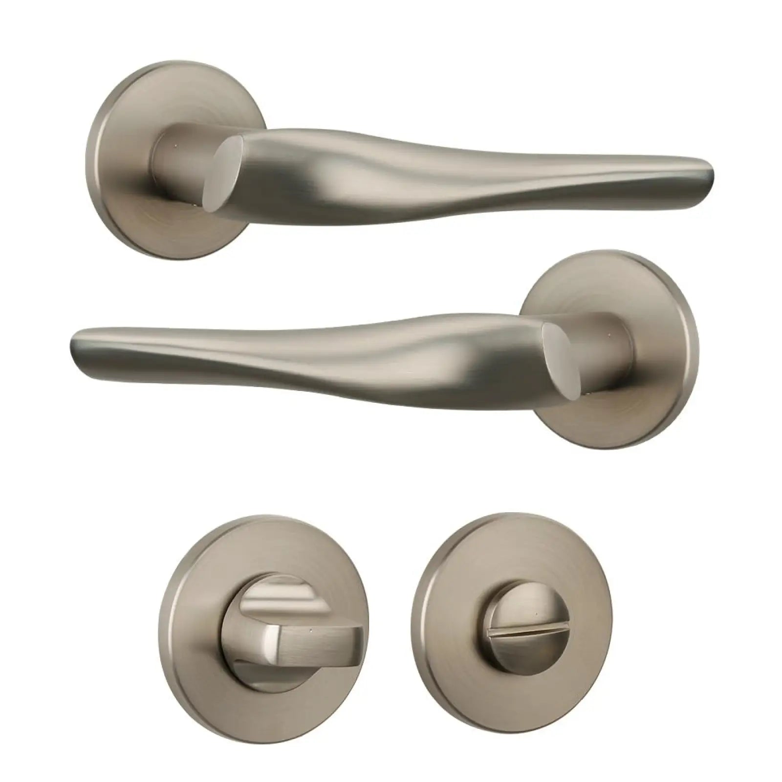 Nanda Satin Nickel Bathroom Door Handles - Kit - Handle Set – Buy Today