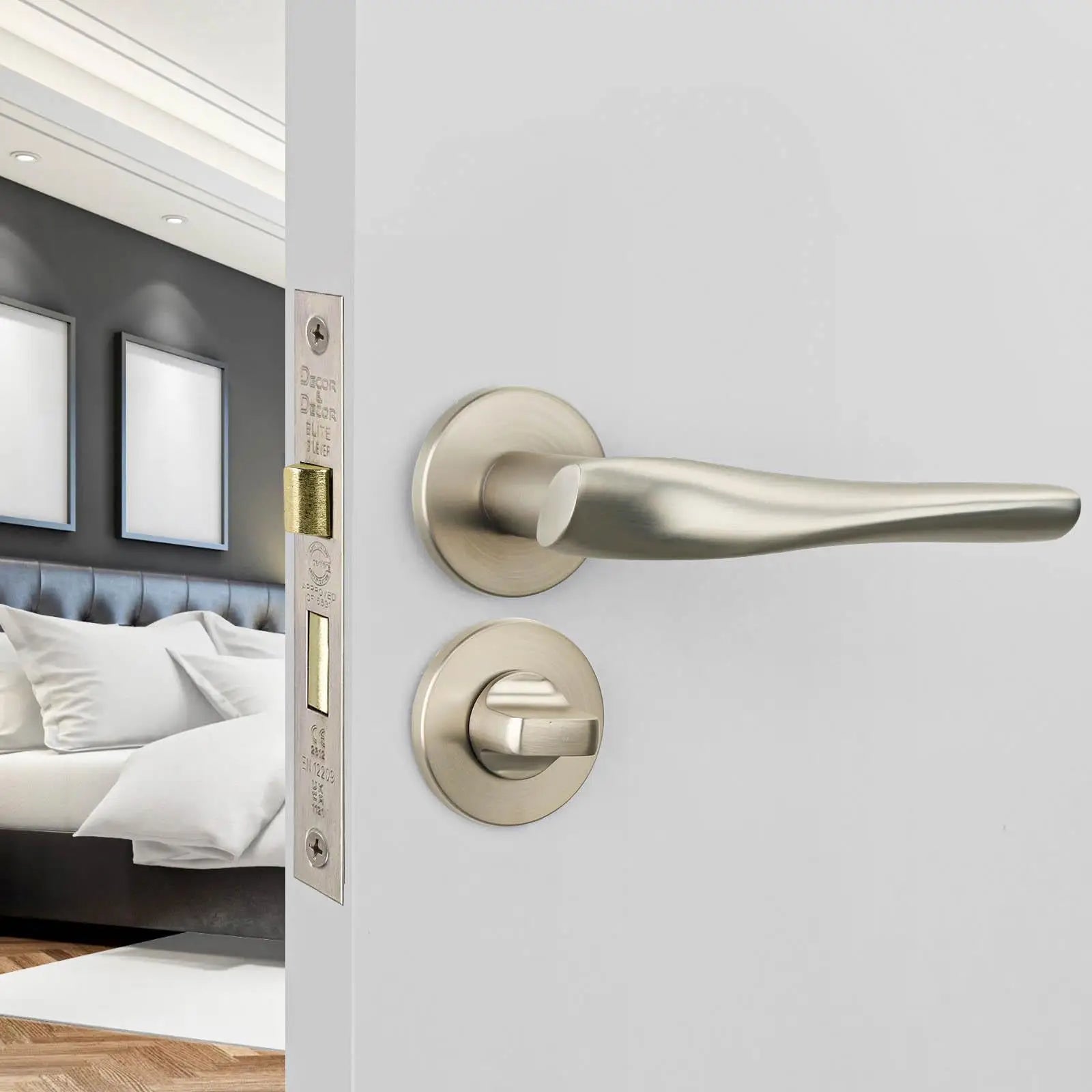 Nanda Satin Nickel Bathroom Door Handles - Kit - Handle Set – Buy Today