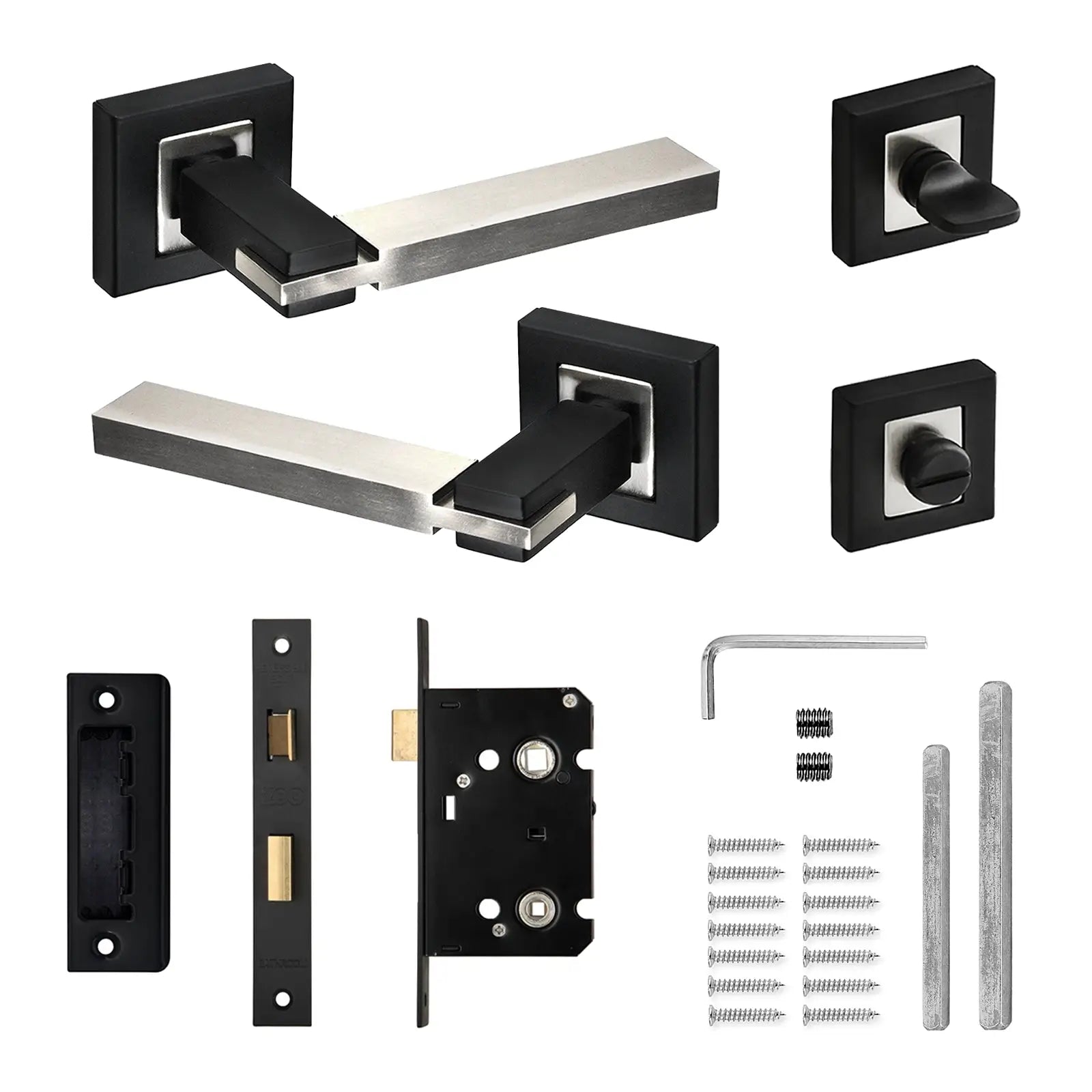 Nexus Duo Finish Bathroom Door Lever Handles - Bathroom Kit Set - Decor And Decor