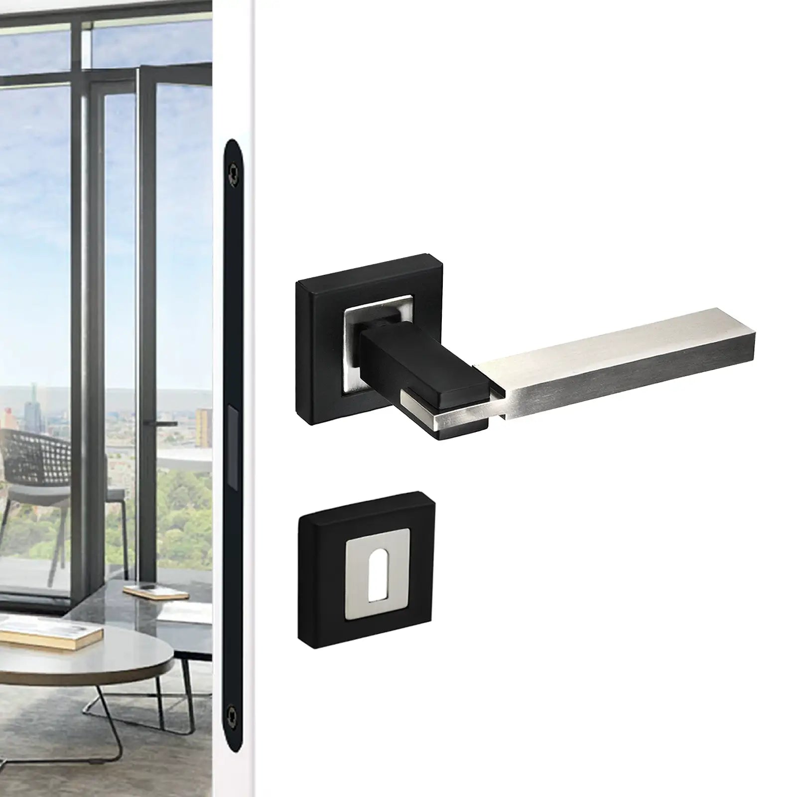 Nexus Duo Finish Privacy Door Lever Handles - Sash Lock Kit Set - Decor And Decor
