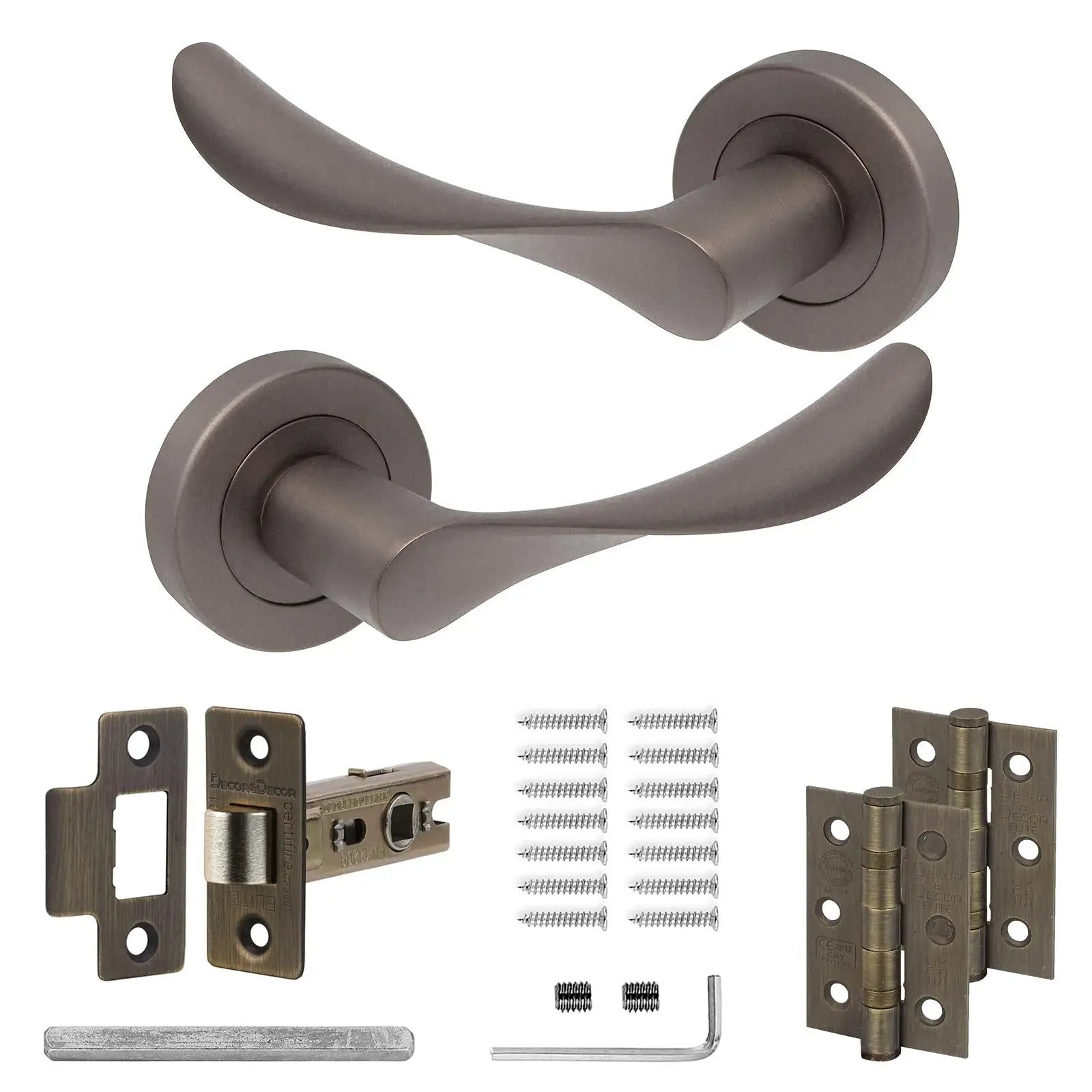 Nimbus Bronze Door Lever Handles- Latch And Hinge Set - & Handles