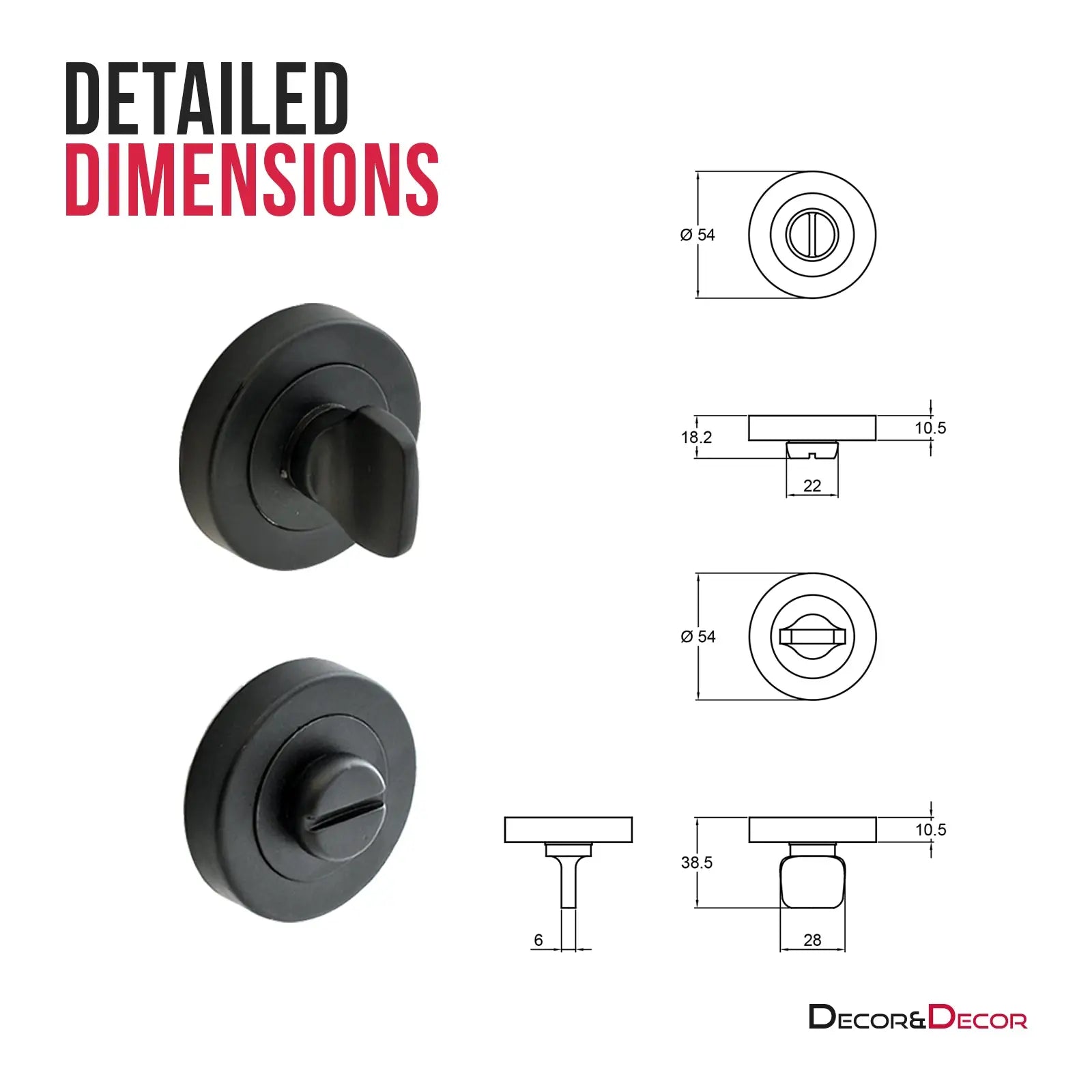 Nimbus Matt Black Bathroom Door Lever Handles - Bathroom Kit Set - Decor And Decor