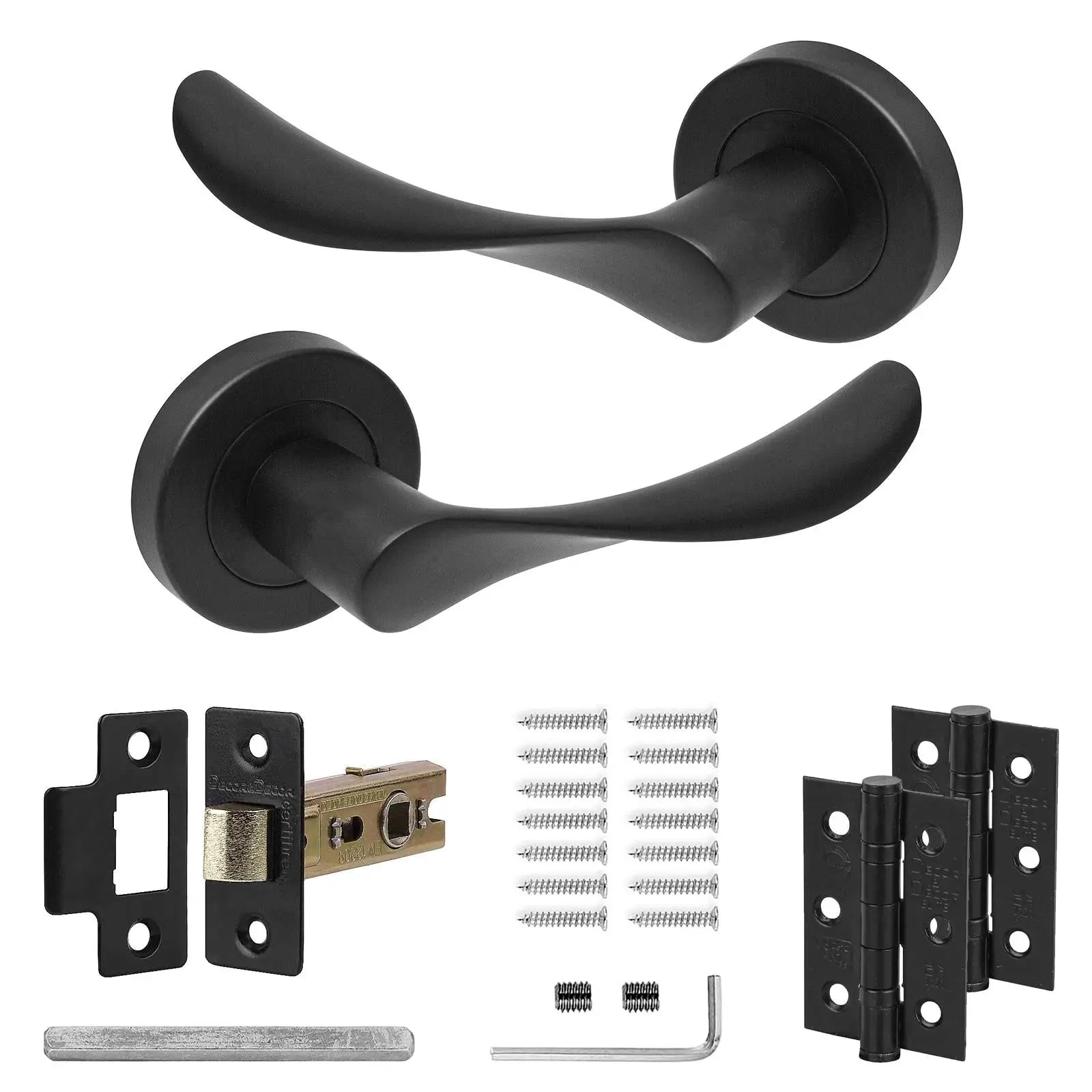 Nimbus Matt Black Door Lever Handles- Latch And Hinge Set - & Handles | Modern Home Upgrade