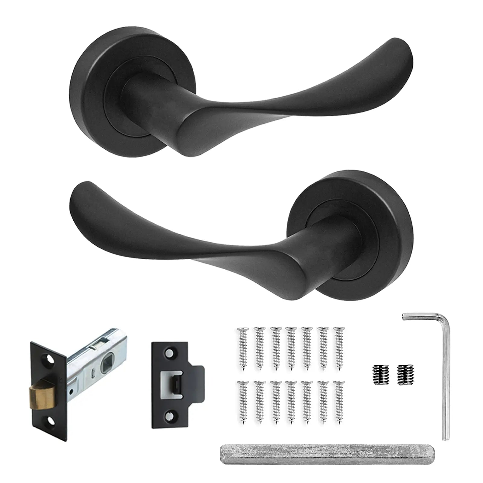 Nimbus Matt Black Passage Door Lever Handles - Latch Kit Set - Decor And Decor