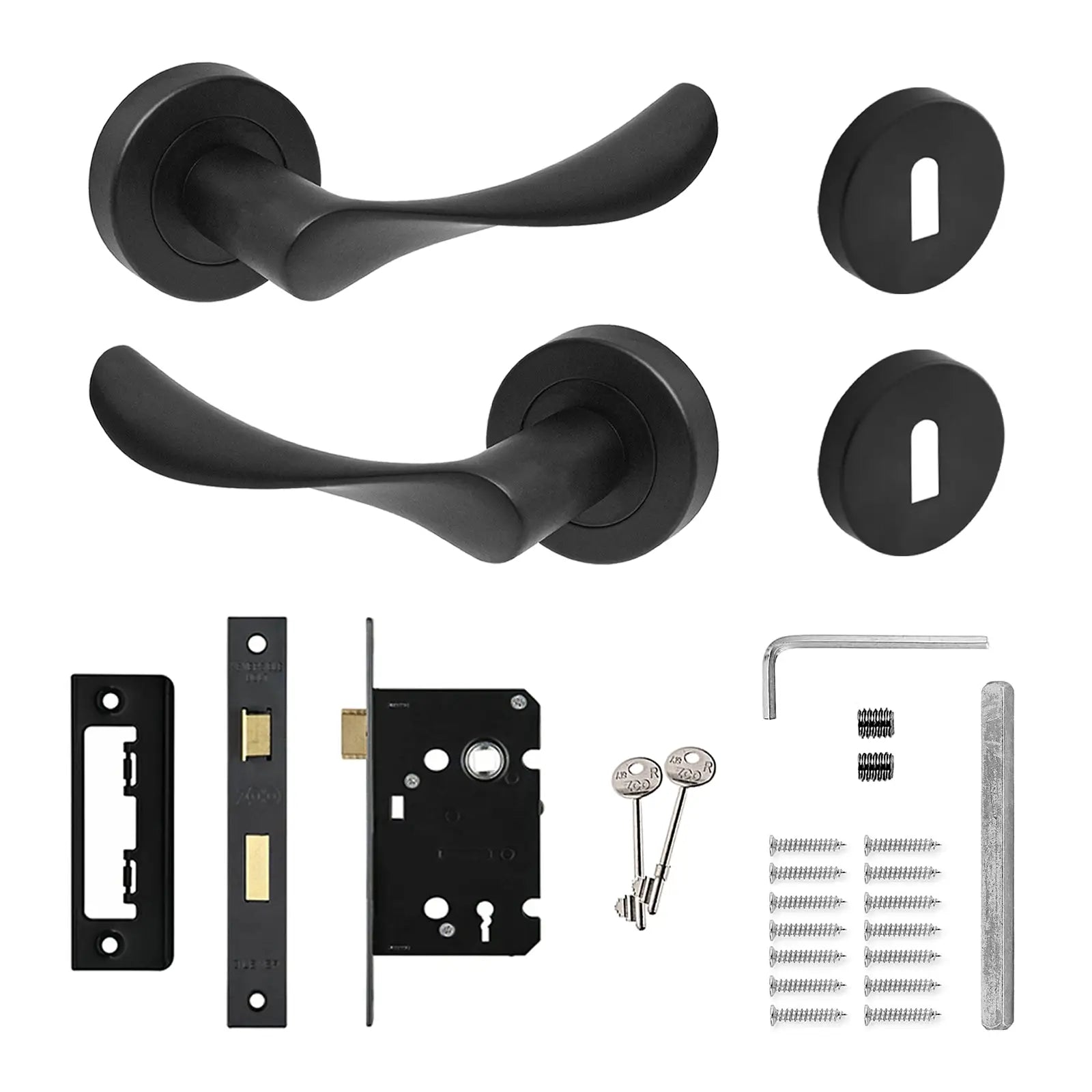 Nimbus Matt Black Privacy Door Lever Handles - Sash Lock Kit Set - Decor And Decor