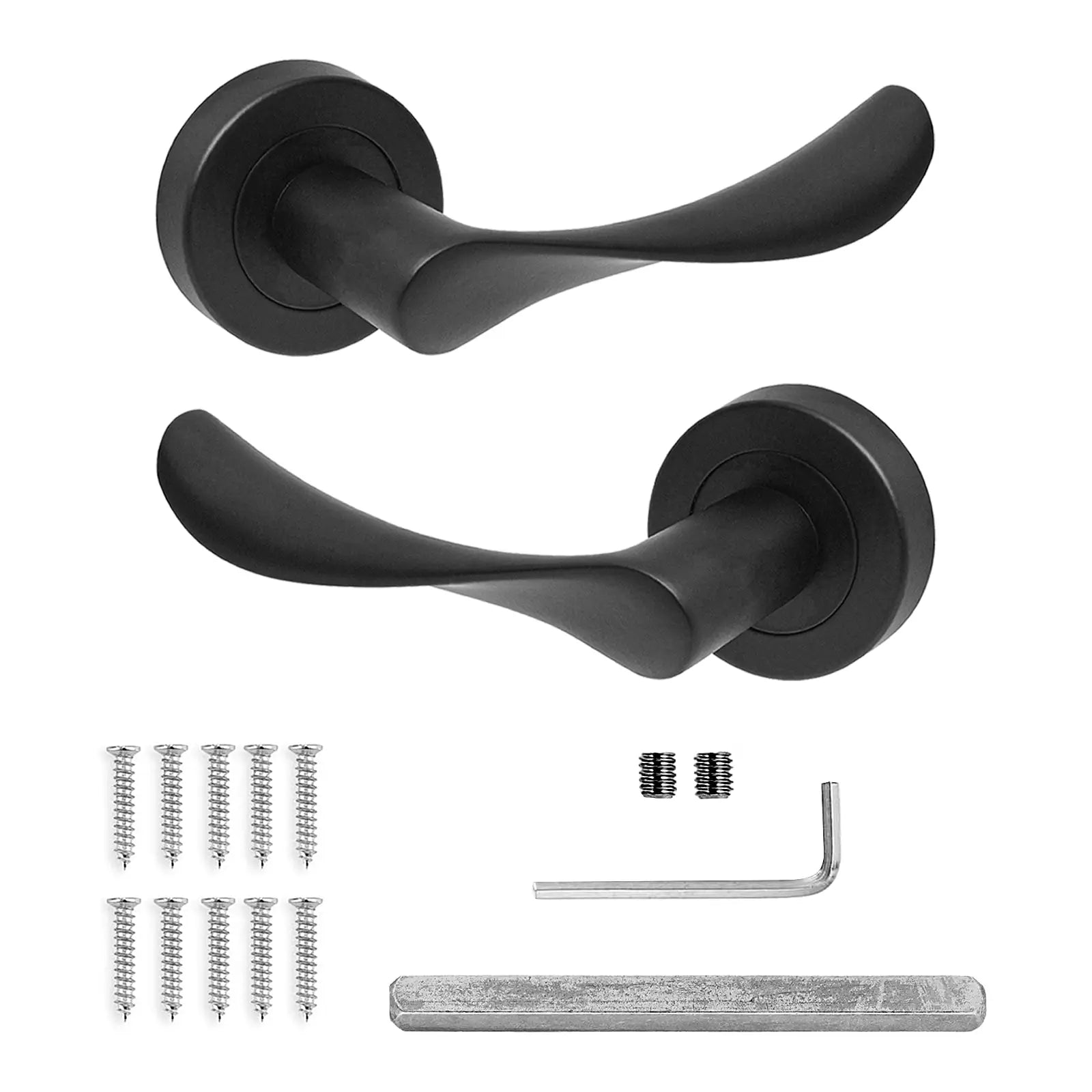 Nimbus Matt Black Privacy Door Lever Handles - Sash Lock Kit Set - Decor And Decor