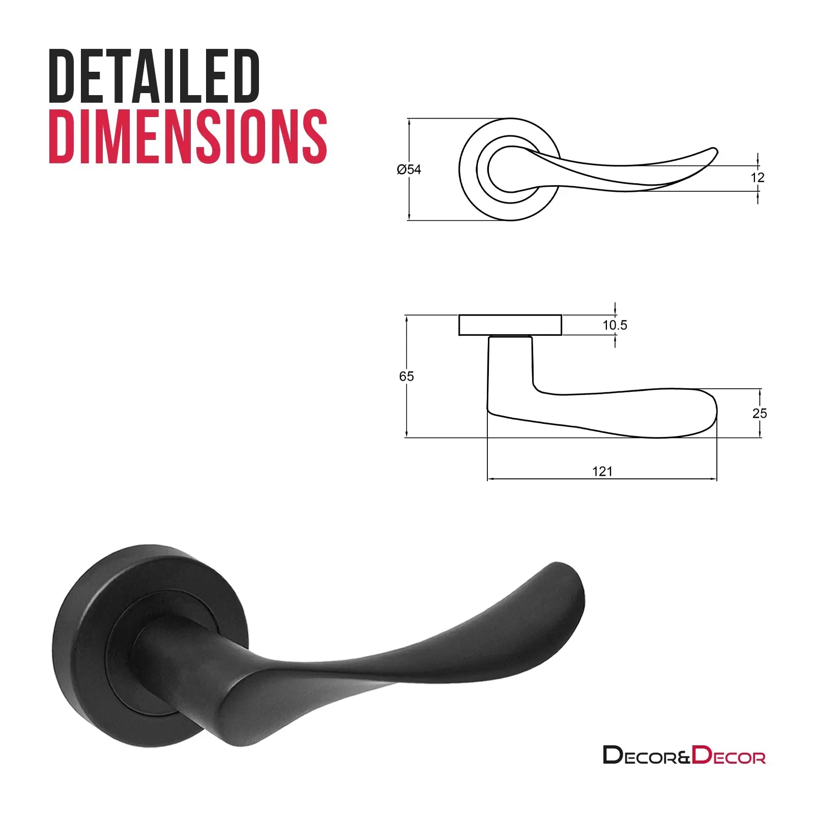 Nimbus Matt Black Privacy Door Lever Handles - Sash Lock Kit Set - Decor And Decor