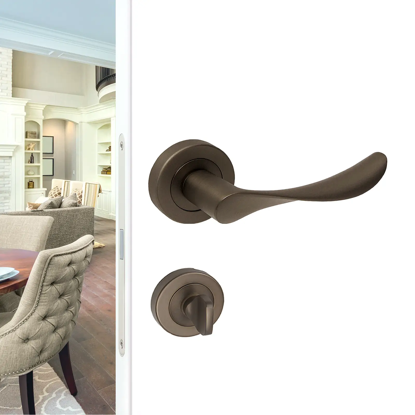 Nimbus Matt Bronze Bathroom Door Lever Handles - Bathroom Kit Set - Decor And Decor