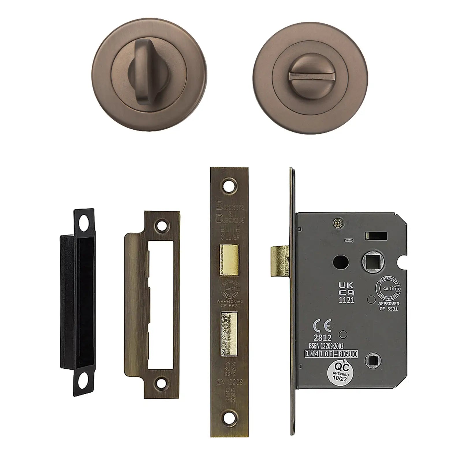 Nimbus Matt Bronze Bathroom Door Lever Handles - Bathroom Kit Set - Decor And Decor