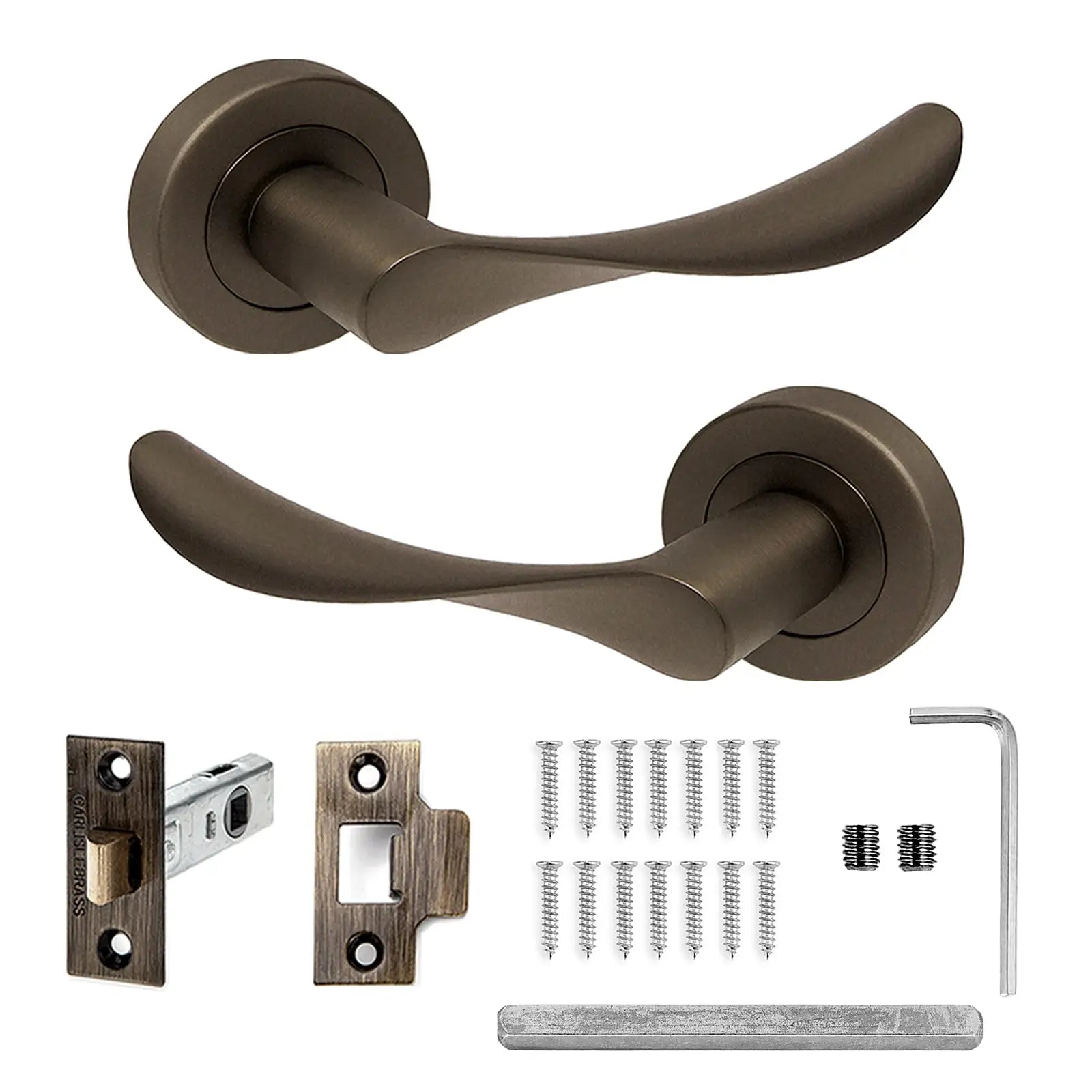 Nimbus Matt Bronze Passage Door Lever Handles - Latch Kit Set - Decor And Decor