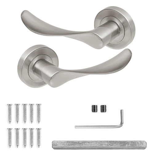 Metro Privacy Lever On Rose Door Handle Pack Polished/Satin Chrome Dual Finish
