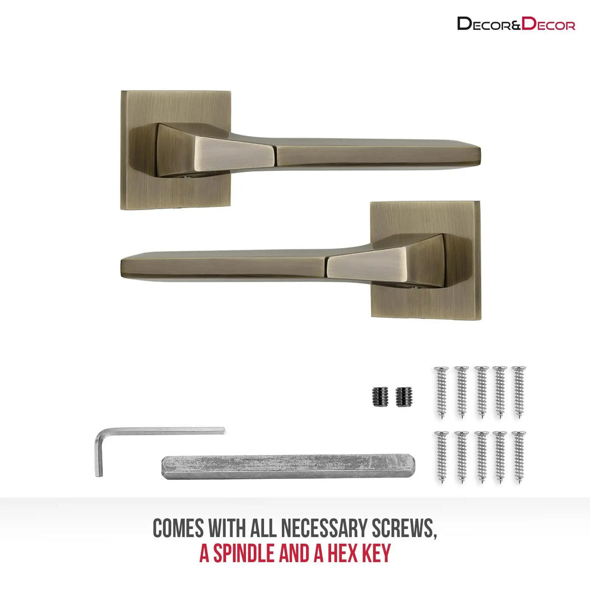 Penta Antique Brass Passage Door Handles - Latch and Hinge Set - & Handle –