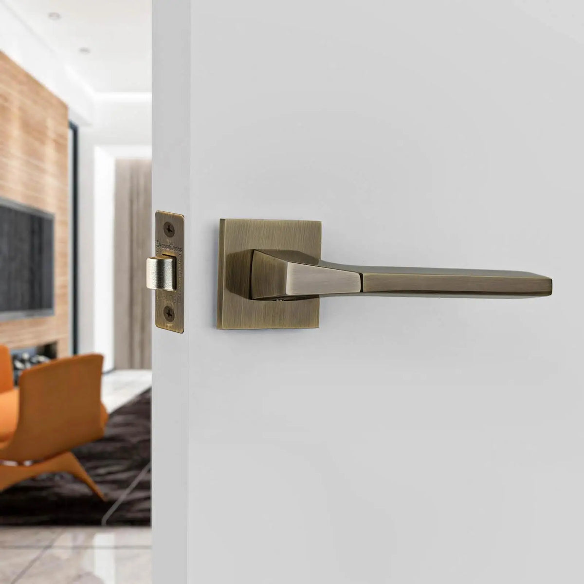 Penta Antique Brass Passage Door Handles - Latch and Hinge Set - & Handle –