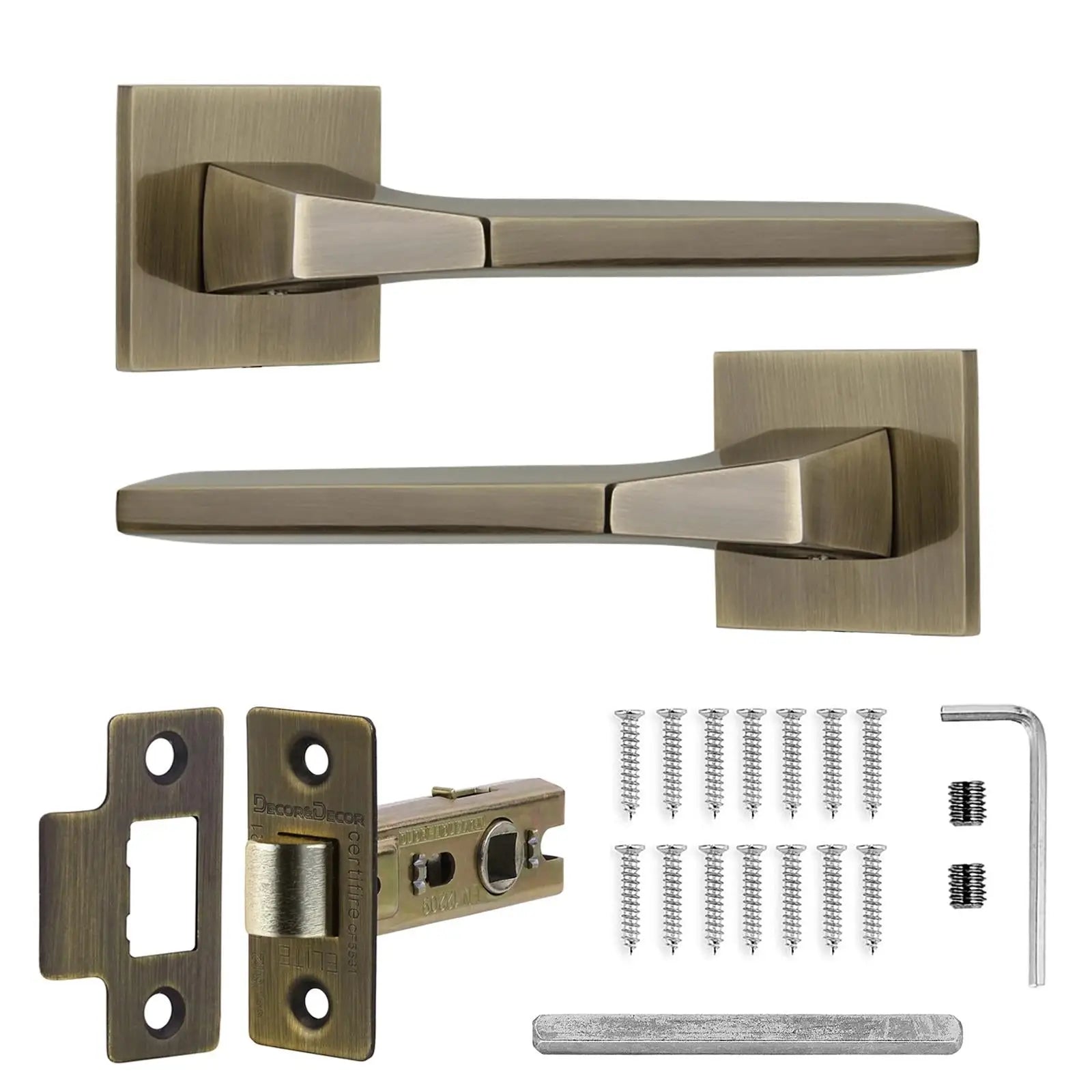 Penta Antique Brass Passage Door Handles - Latch Kit Set - –