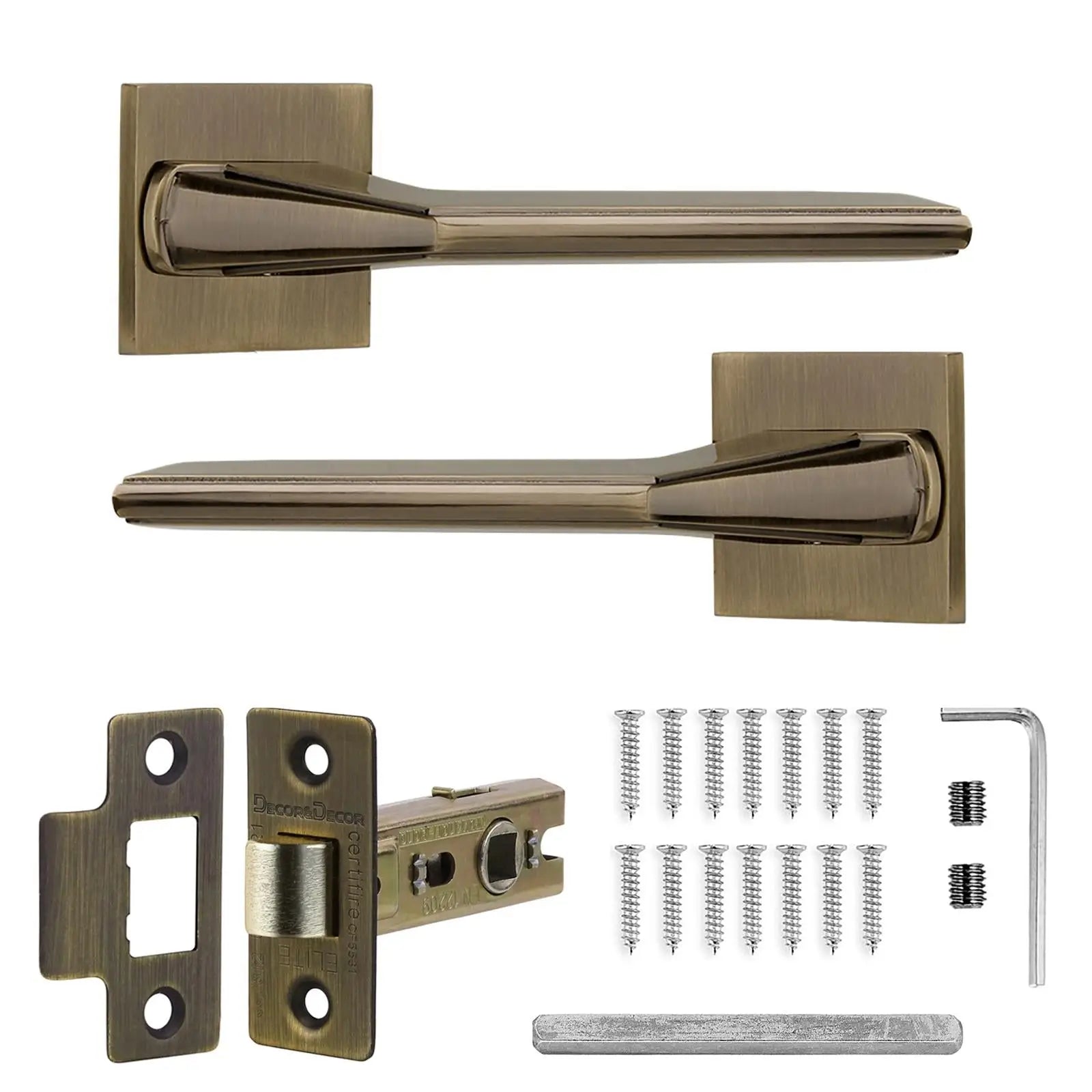 Pera Antique Brass Passage Door Handles - Latch Kit Set - –