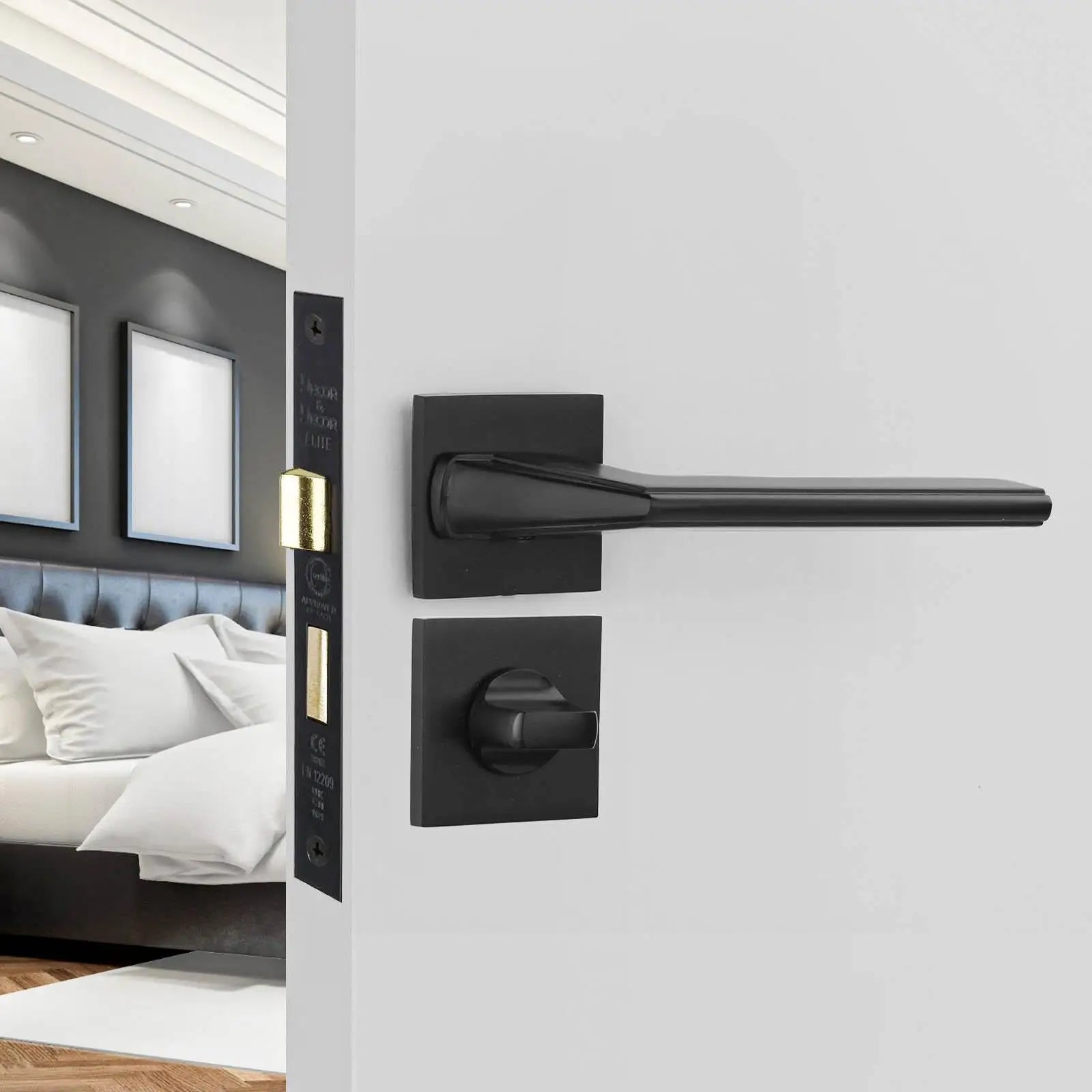 Matte black door handle from Pera Matt Black Bathroom Door Handles - Bathroom Kit