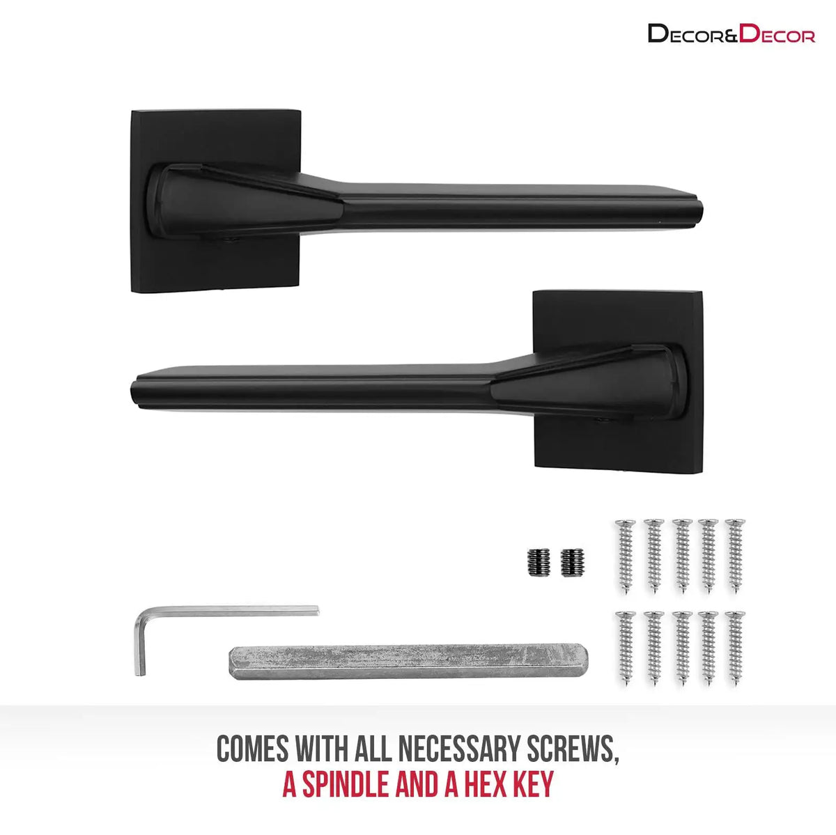 Pera Matt Black Passage Door Handles - Latch and Hinge Set - & Handle –