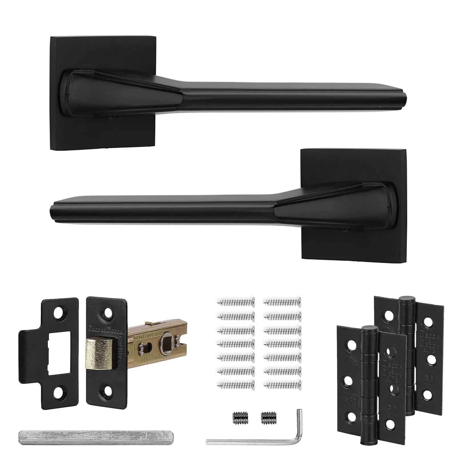 Pera Matt Black Passage Door Handles - Latch and Hinge Set - & Handle –