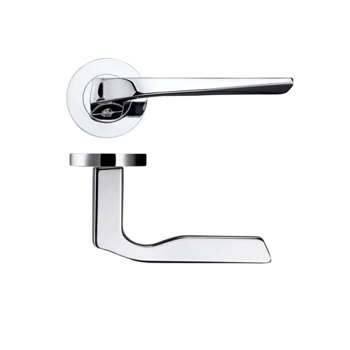 Polished Chrome Lyra lever Door Handles On Rose - Decor And Decor