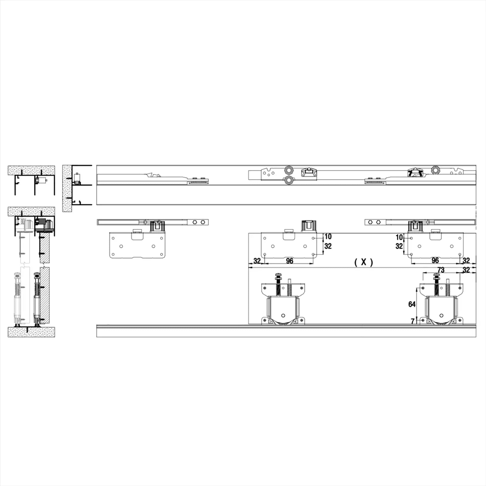 PS-Slide Sliding Door Wardrobe System - 2 Door - 2400mm Track - Both Way Soft Close - Decor And Decor