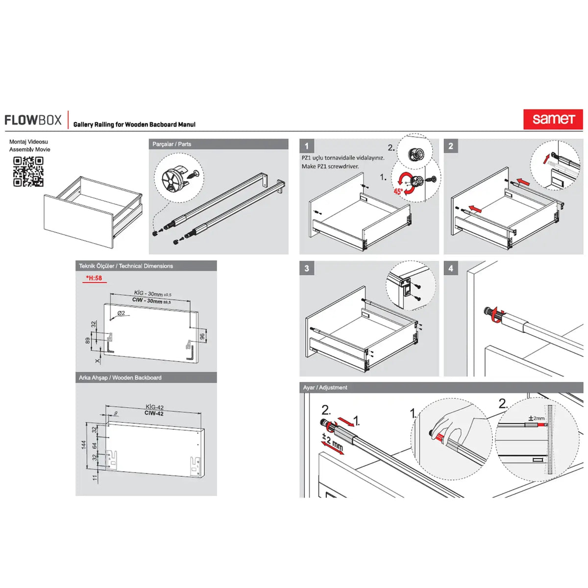 SAMET Kitchen Drawer Box Gallery Rail Glass Side Runners – view 8
