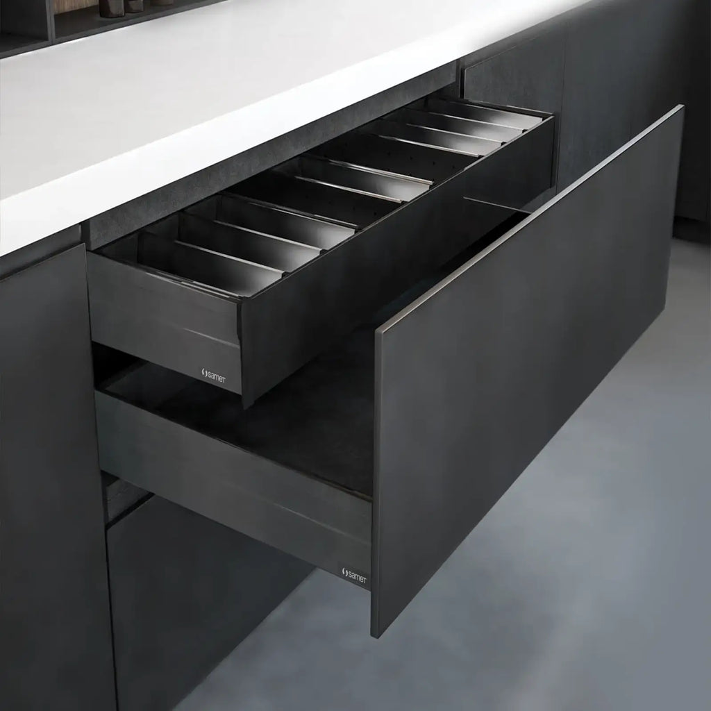 SAMET Kitchen Drawer Box Gallery Rail Glass Side Runners