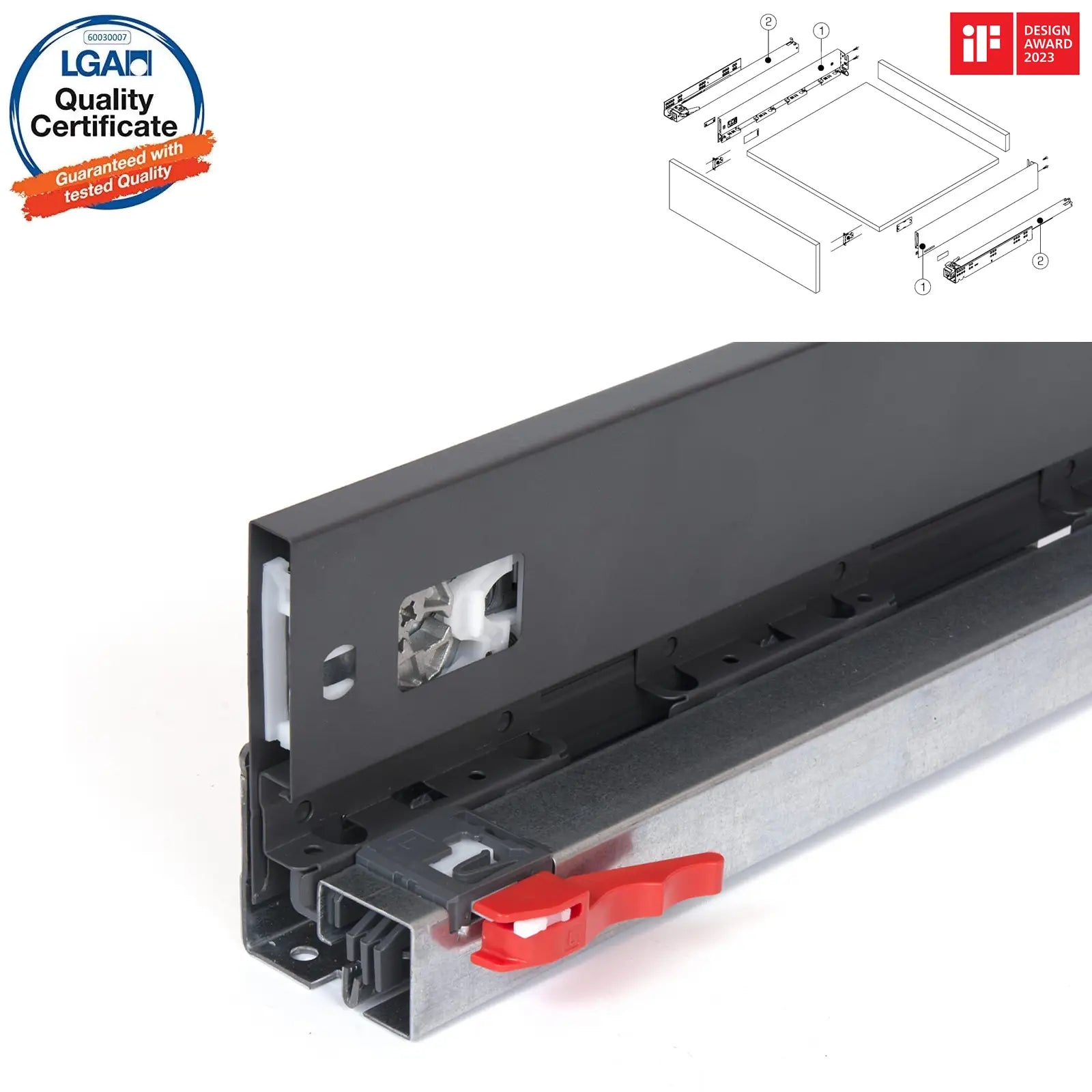 SAMET Push to Open Soft Close Box Slim Sides Drawer Runners - Decor And Decor