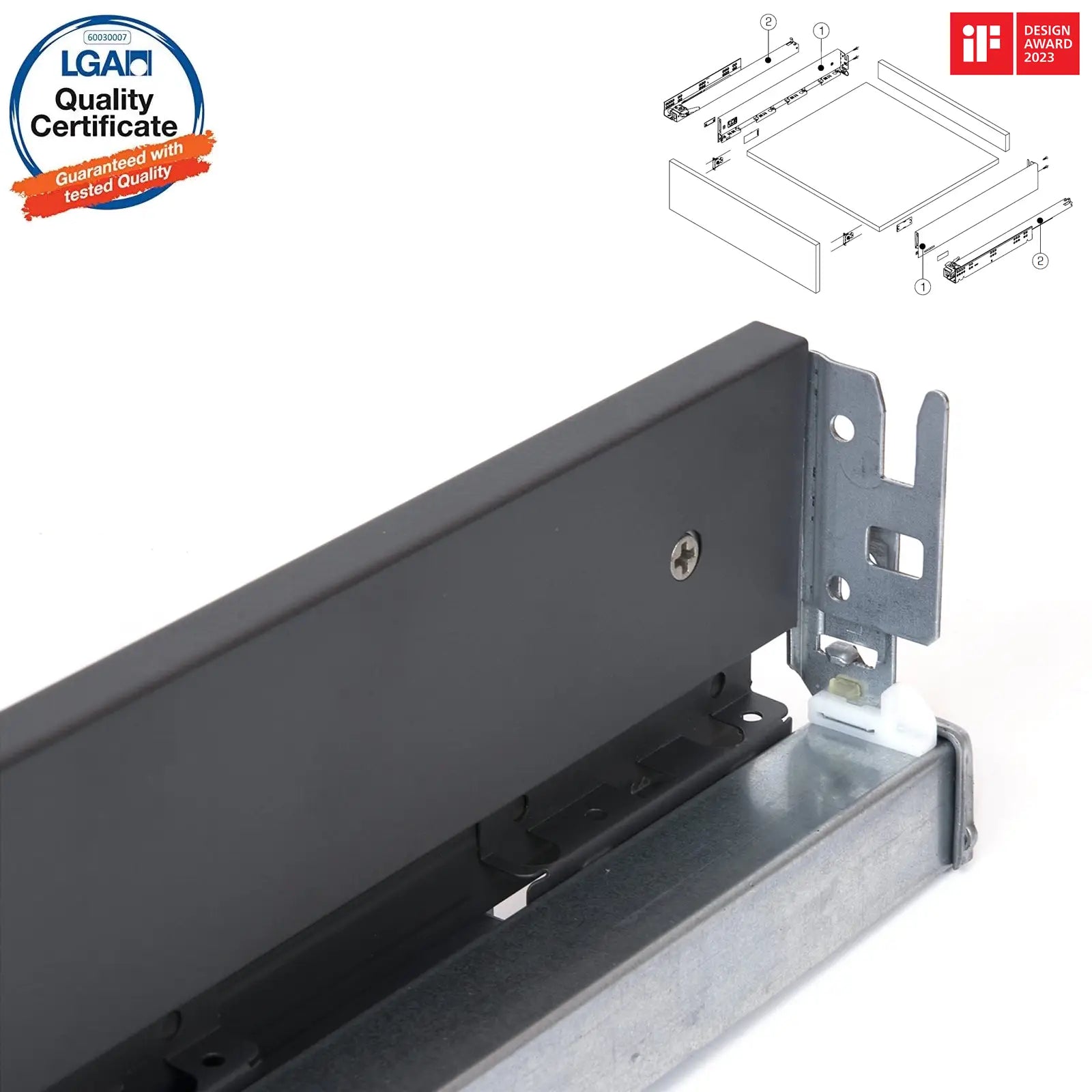 SAMET Push to Open Soft Close Box Slim Sides Drawer Runners - Decor And Decor