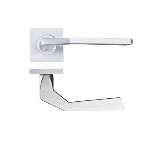Satin Chrome Auriga Door Handles On Square Rose
